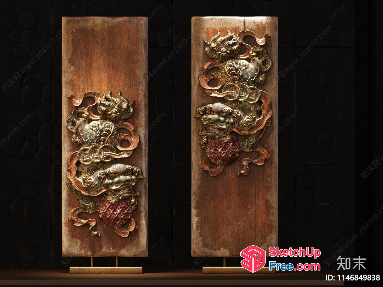 Intricate Wooden Panels With Ornate Carvings 3D SketchUp File