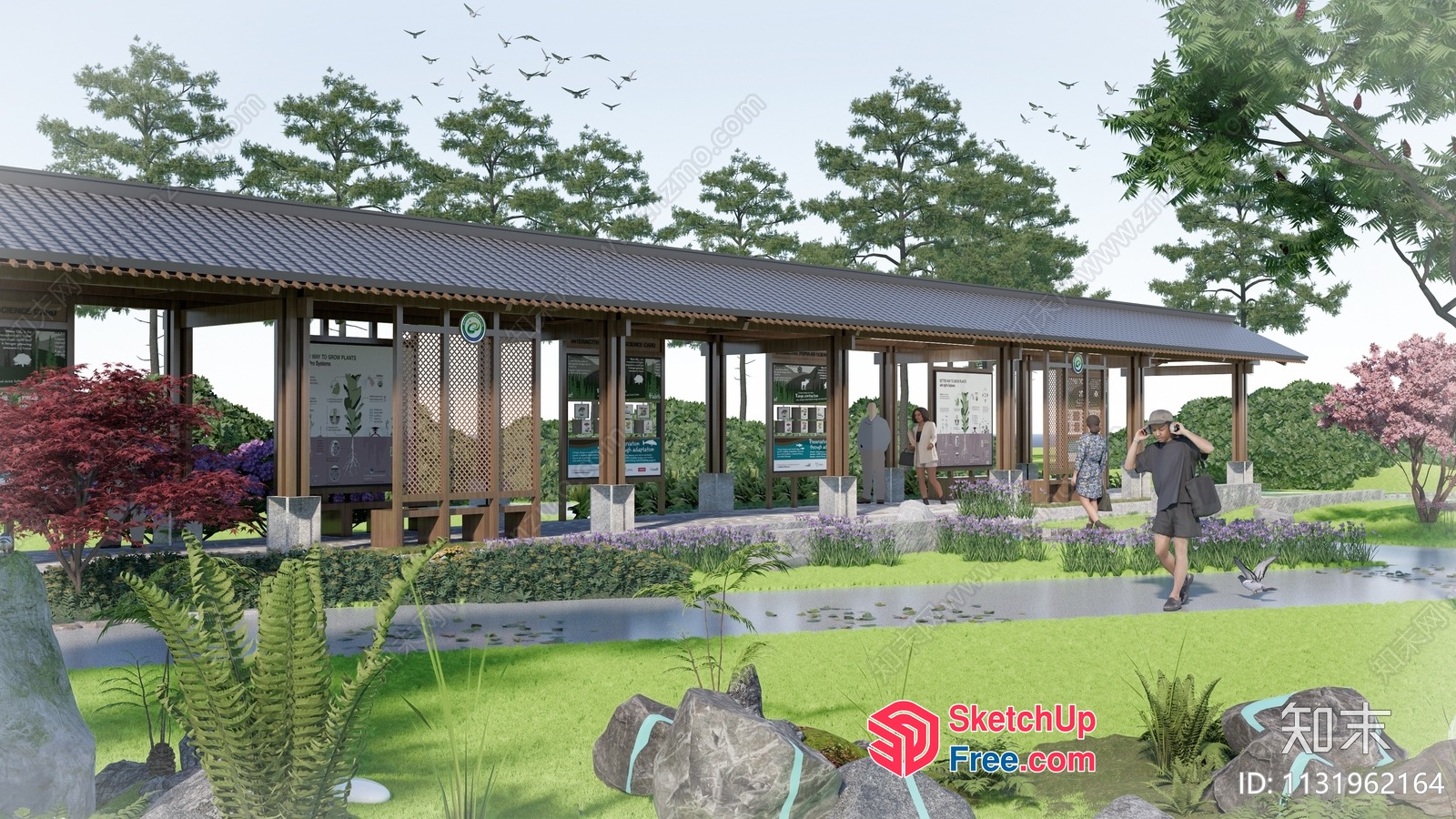 Japanese Style Pavilion With Natural Landscape 3D SketchUp File