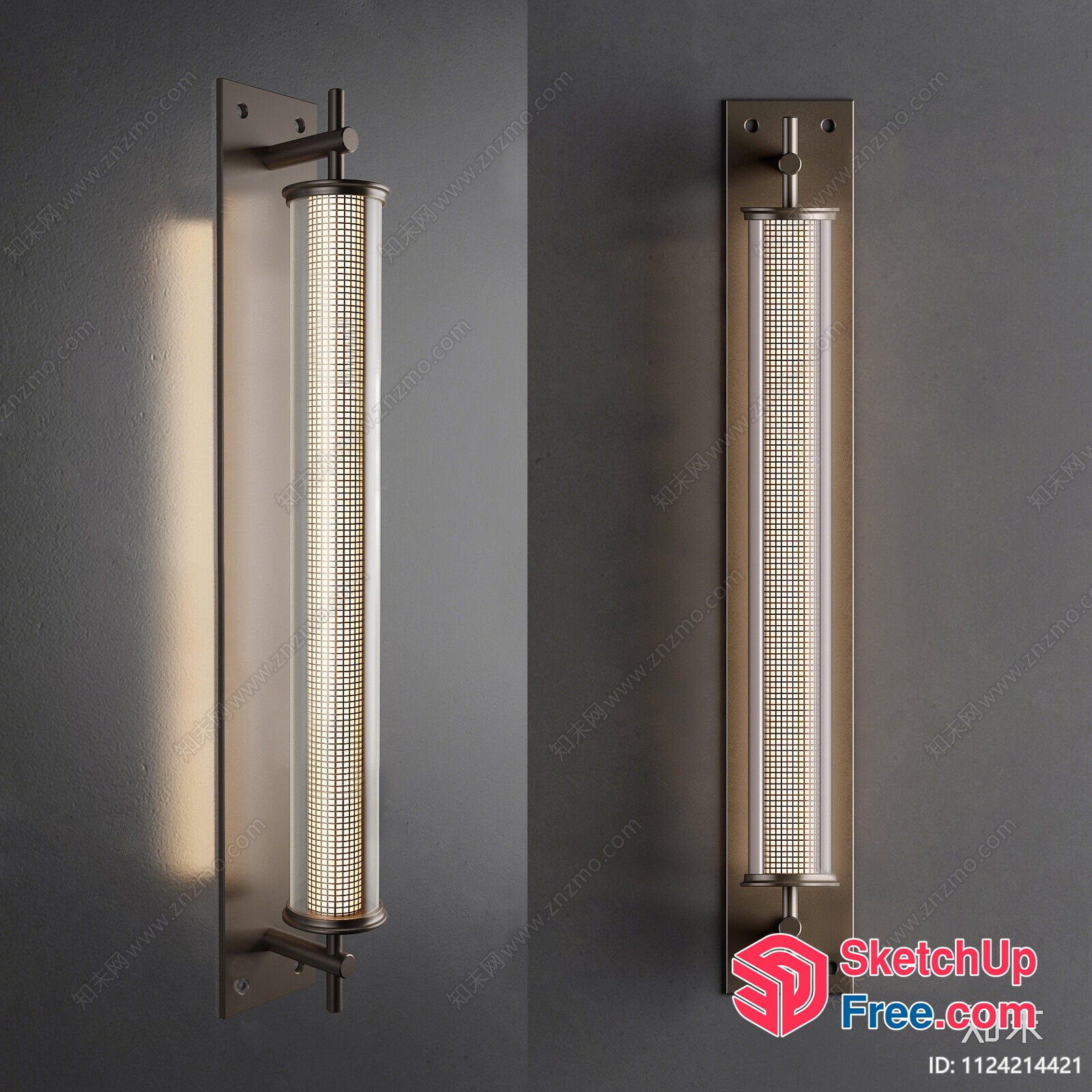Modern Wall Light Fixture With Grid Pattern 3D SketchUp File
