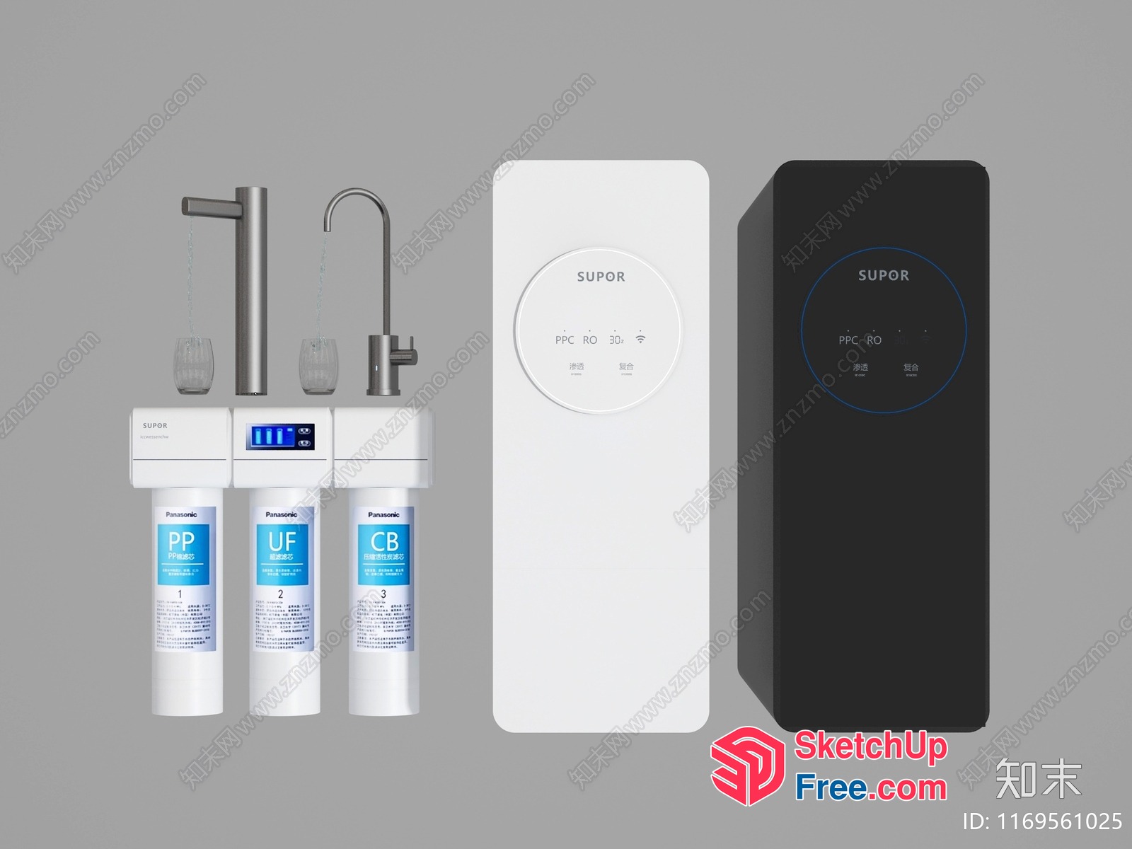 Water Purification System With Faucet And Three Filters 3D SketchUp File