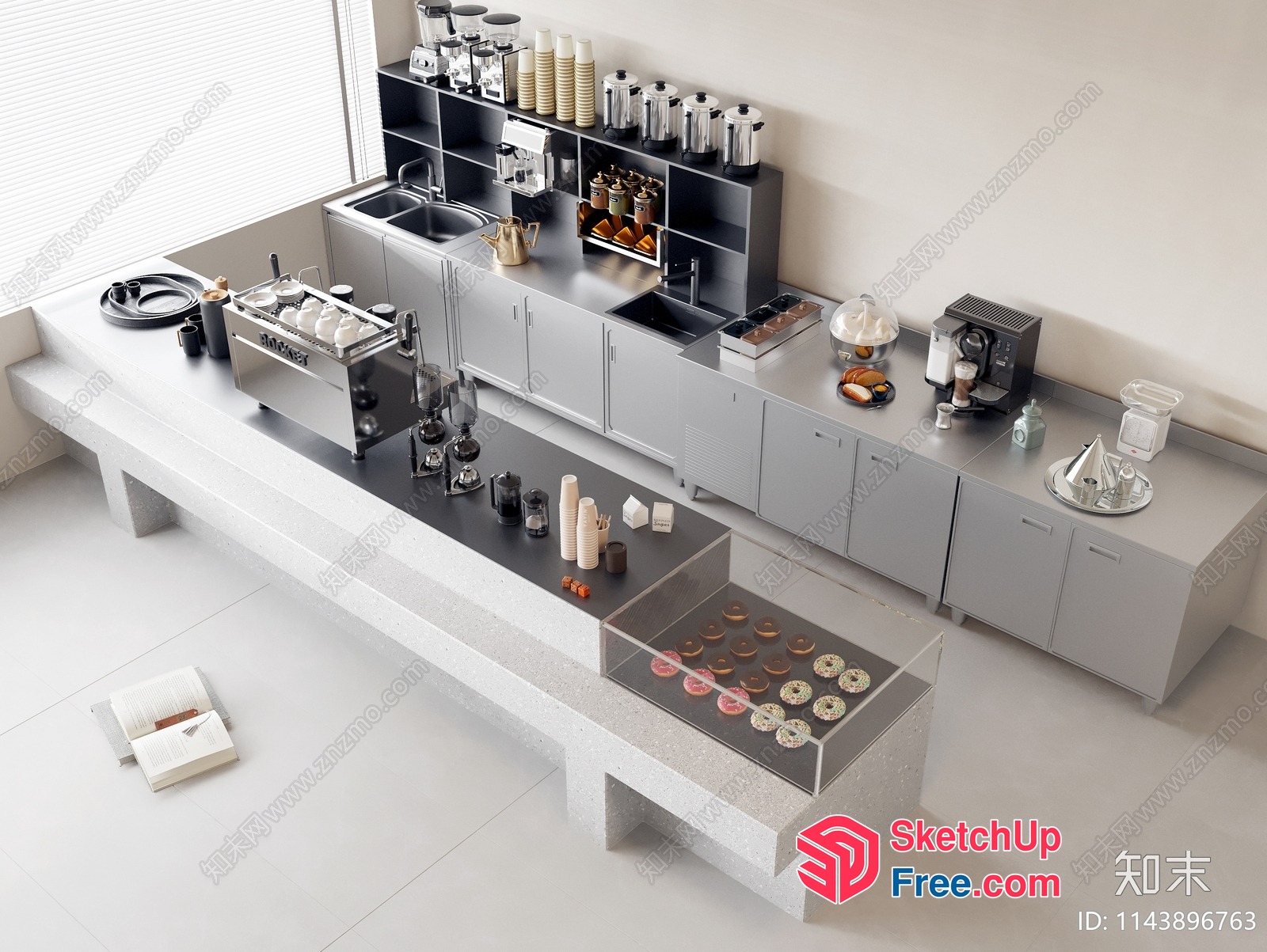 Modern Industrial Style Kitchen And Dining Area 3D SketchUp File