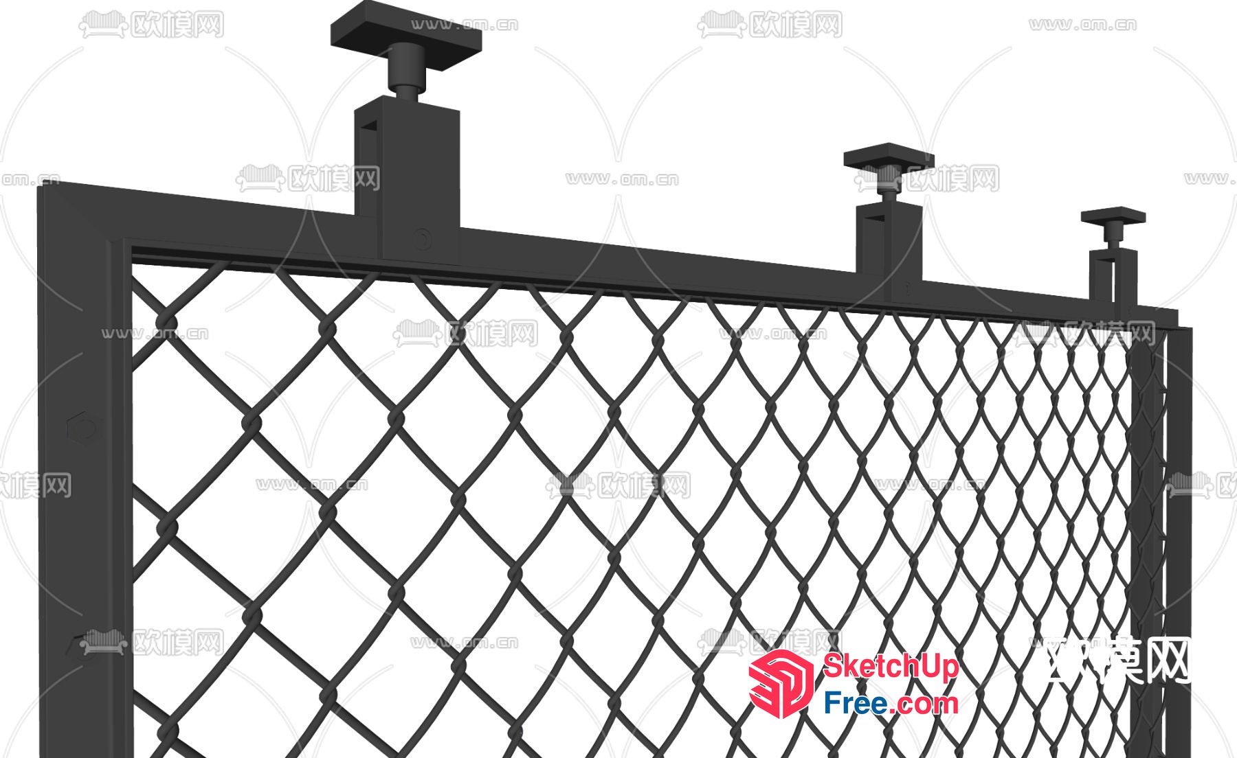 Metal Fence With Ornate Lattice Pattern 3D SketchUp File