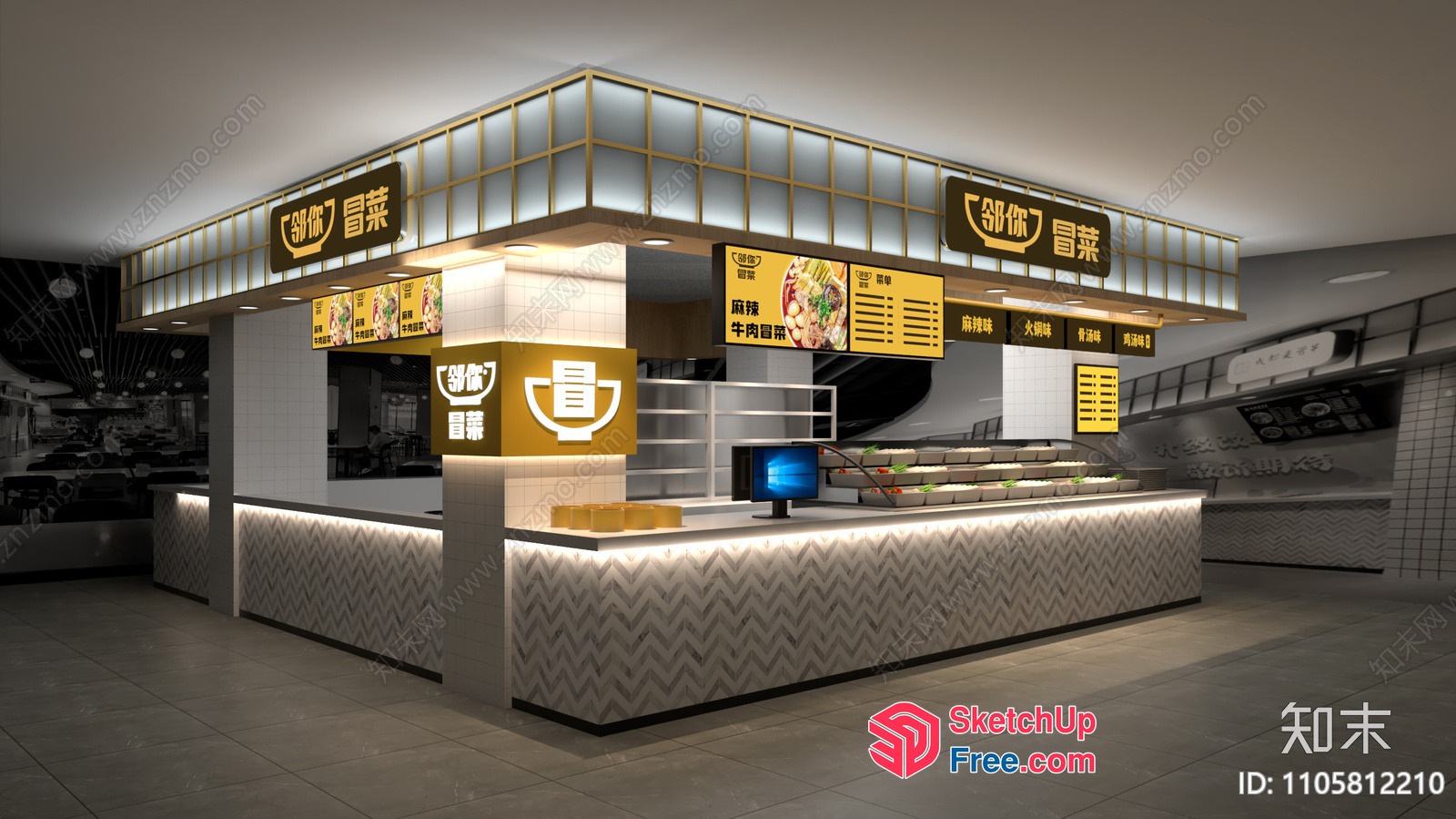 Modern Asian Food Court Interior 3D SketchUp File