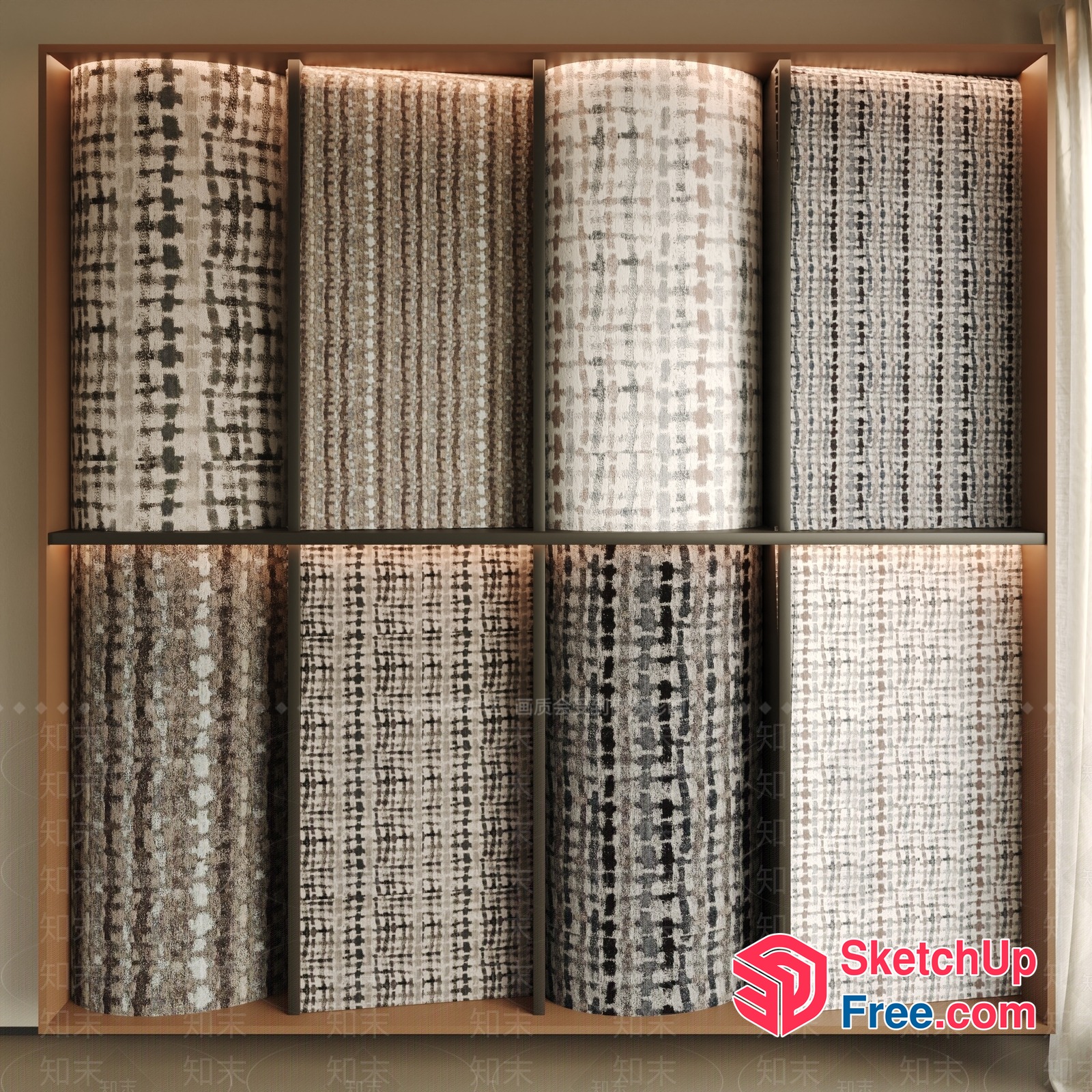 Patterned Textured Fabric Samples On Display 3D SketchUp File