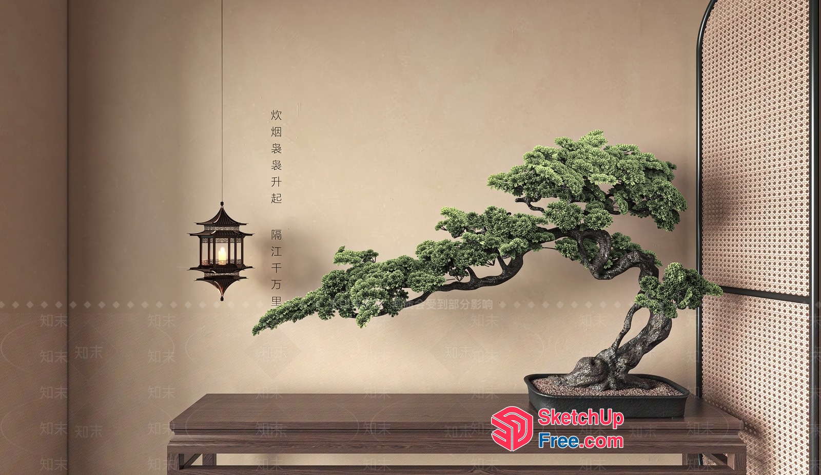 Elegant Japanese-Style Tree Display 3D SketchUp File