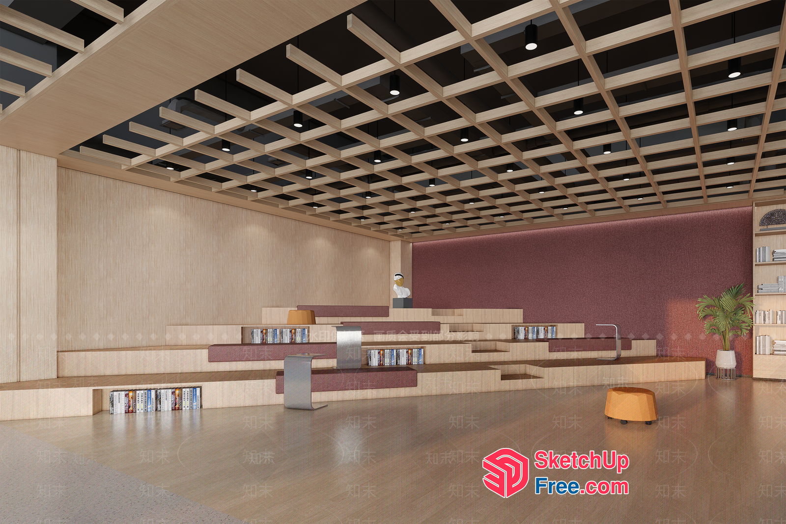Modern Minimalist Library Interior Design 3D SketchUp File
