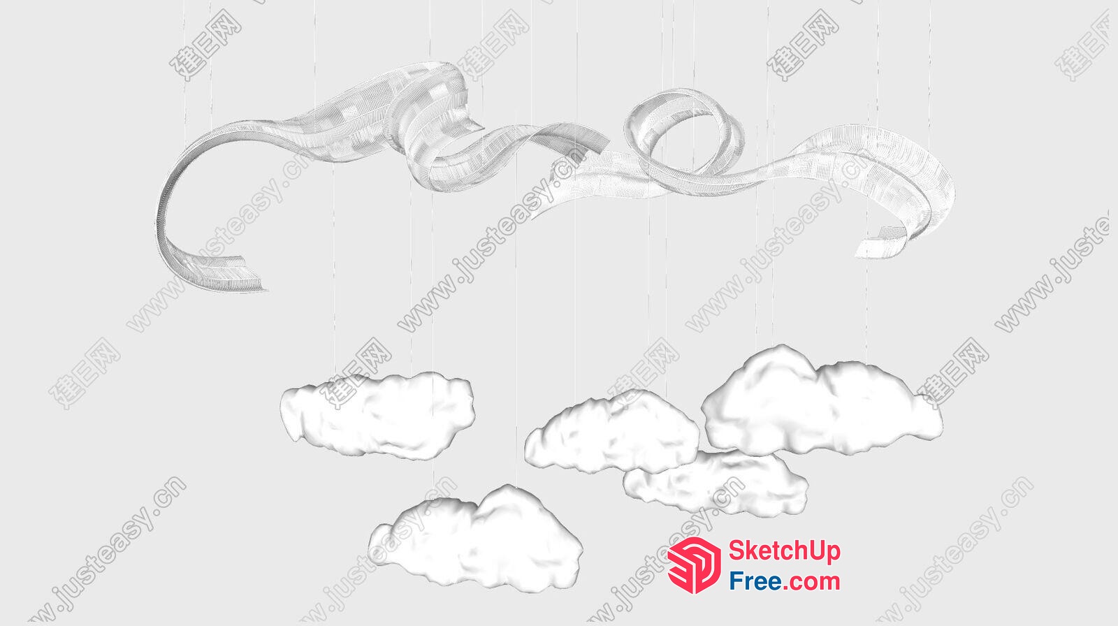 Cloudy Ribbon Hanging Decor 3D SketchUp File