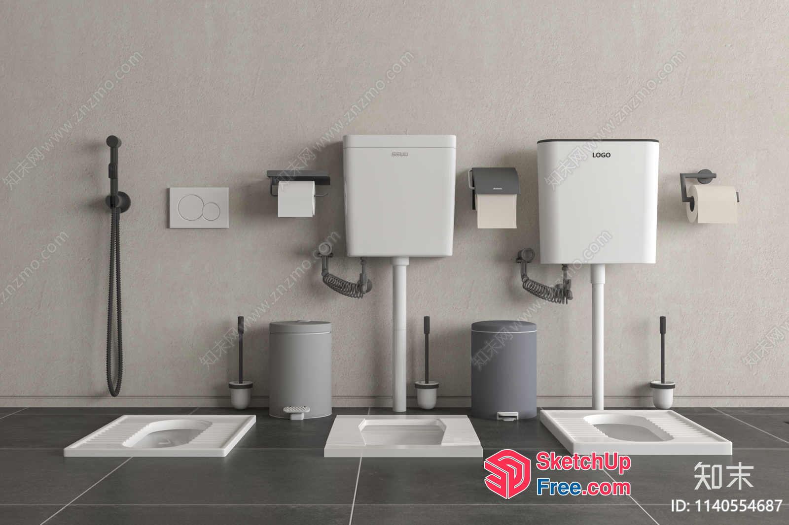 Modern Bathroom Fixtures With Minimalist Style 3D SketchUp File