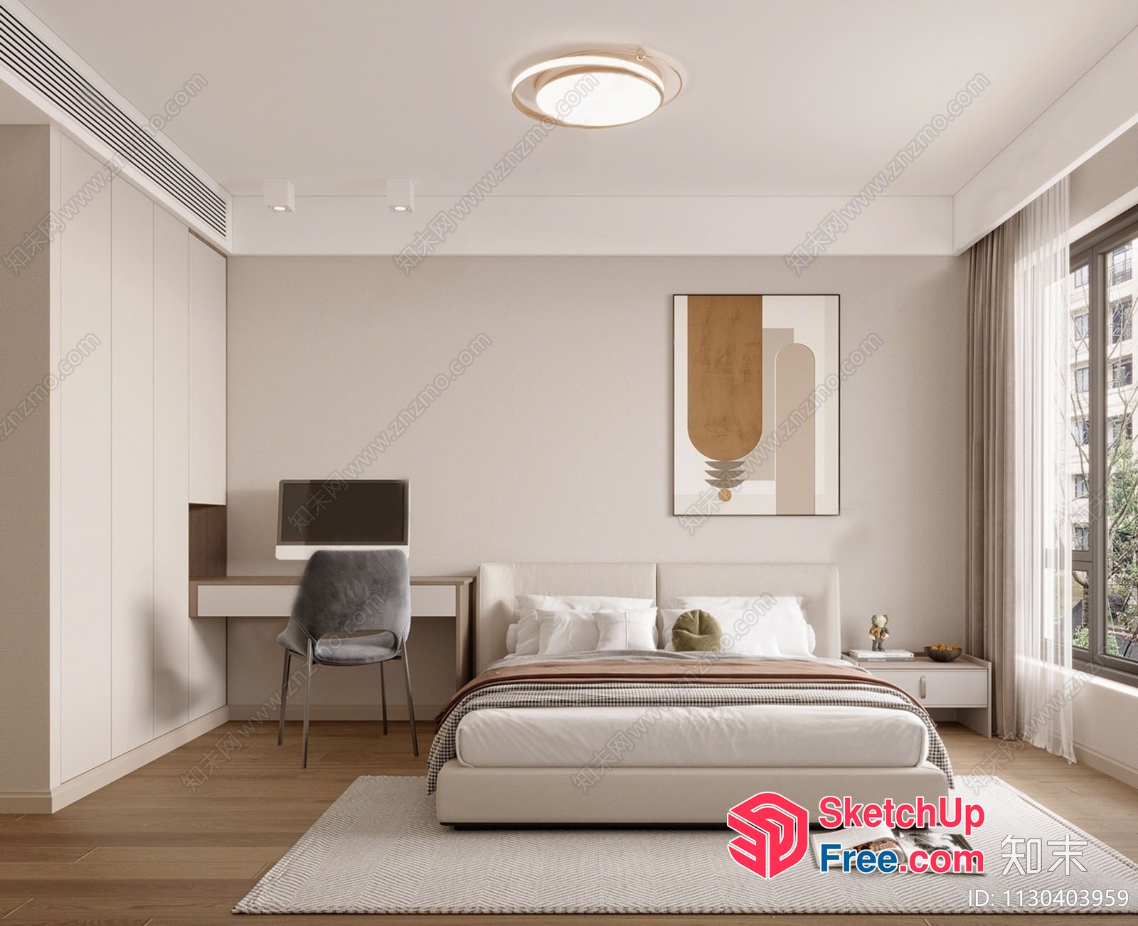 Modern Minimalist Bedroom Interior Design 3D SketchUp File