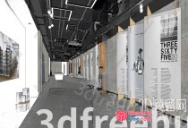 Modern Office Building Interior With White Walls And Black Ceiling 3D SketchUp File