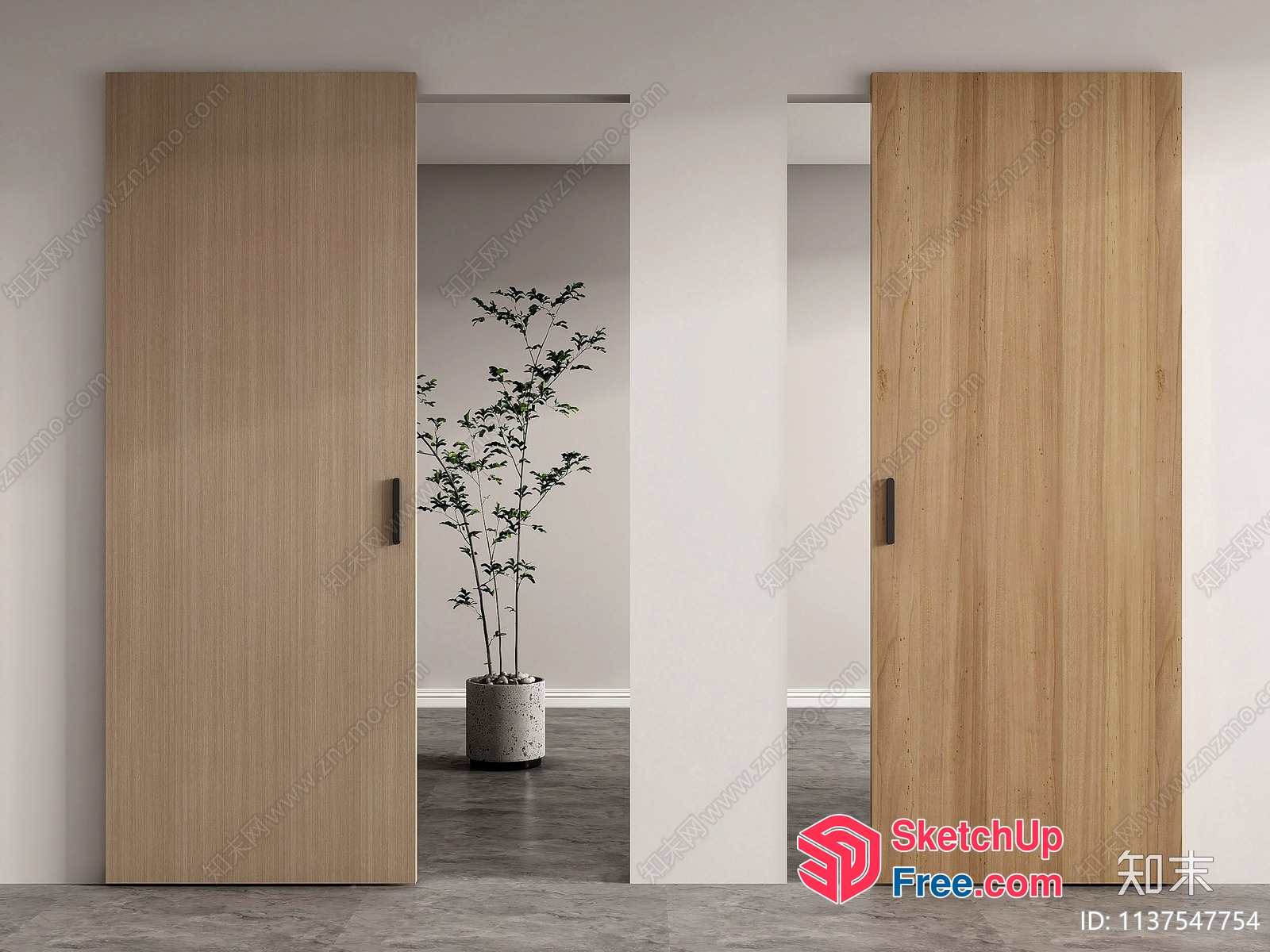 Simple Wooden Door Interior 3D SketchUp File