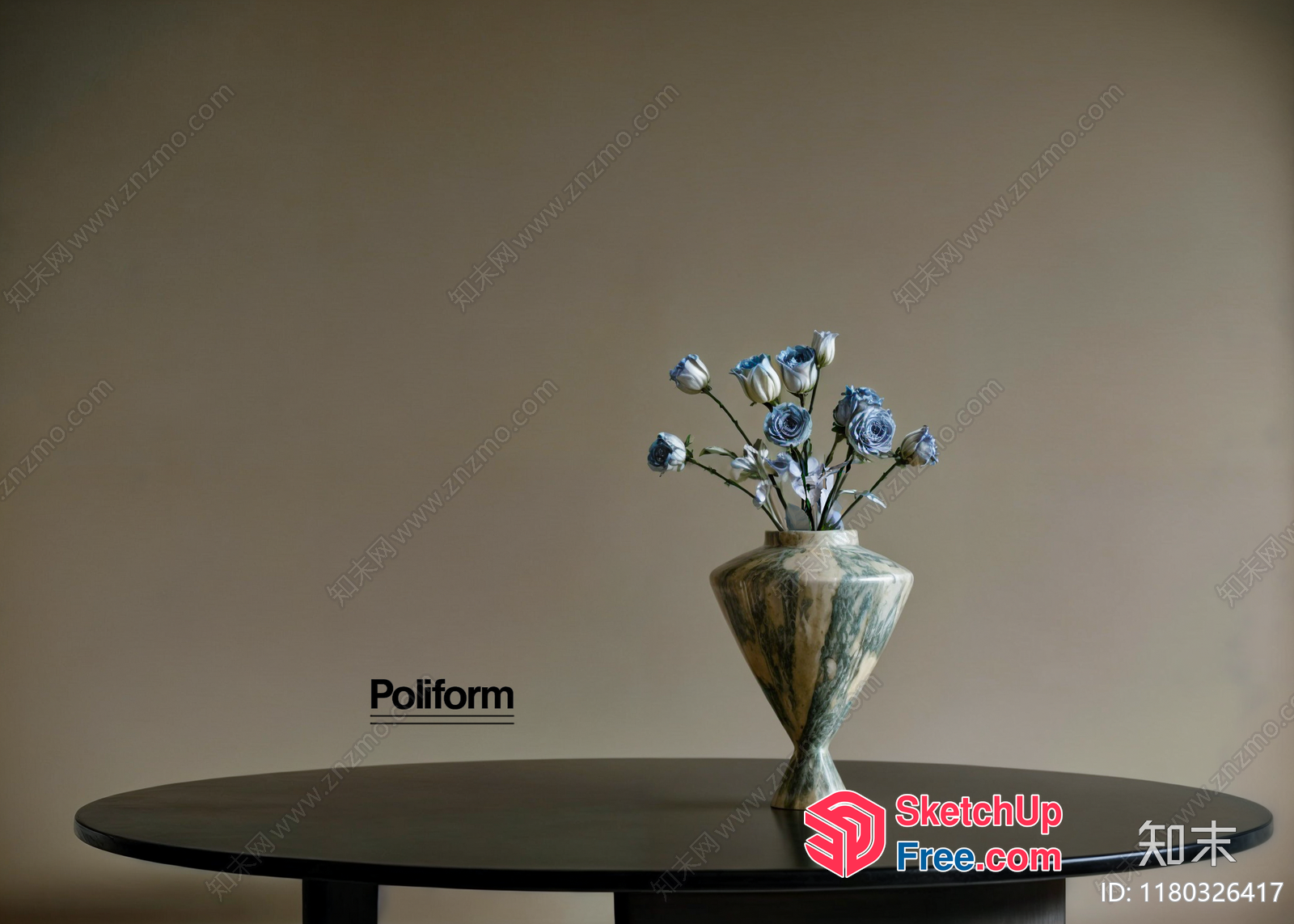 Poliform Vase On Black Table 3D SketchUp File