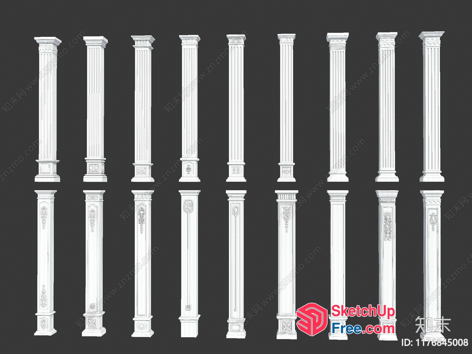 Pillars With Ornate Designs 3D SketchUp File