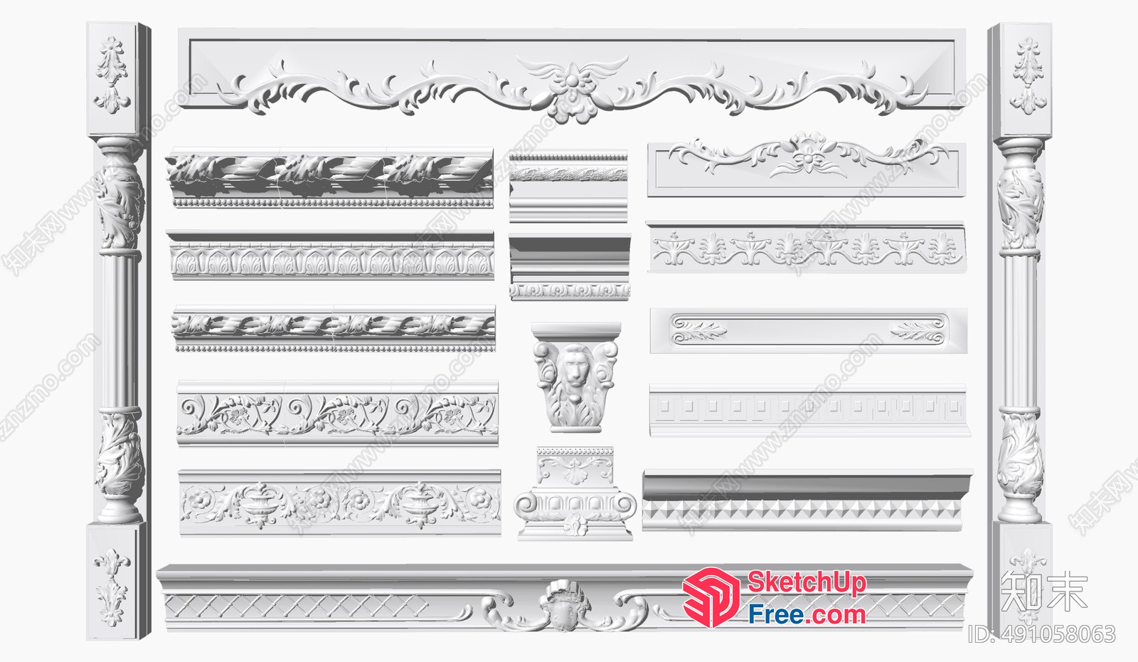 Ornate Architectural Moldings 3D SketchUp File