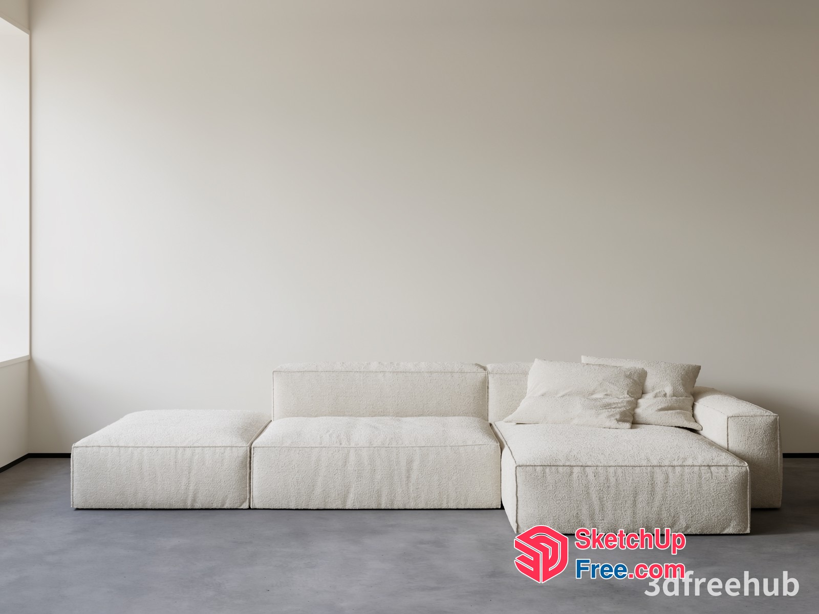 Minimalist White L-Shaped Sofa 3D SketchUp File