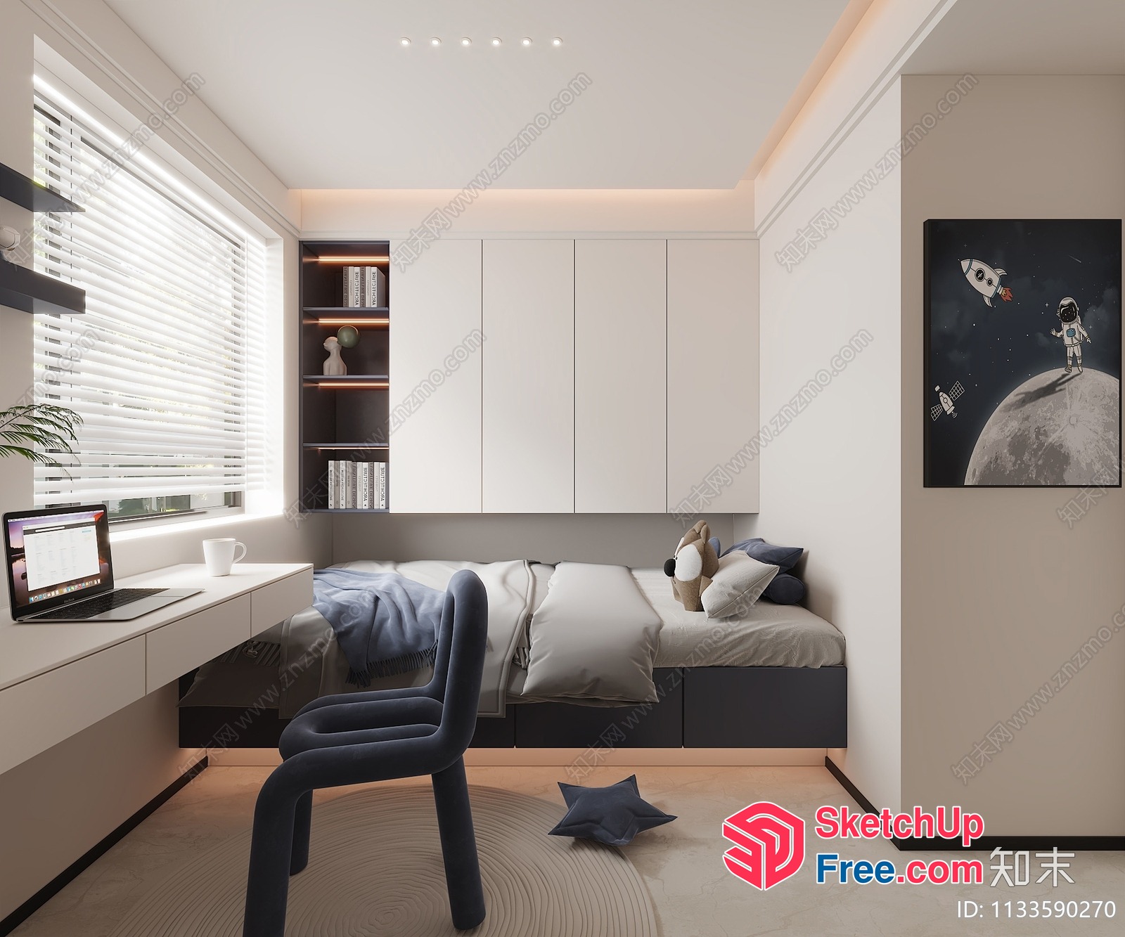 Minimalist Space Capsule Interior Design 3D SketchUp File
