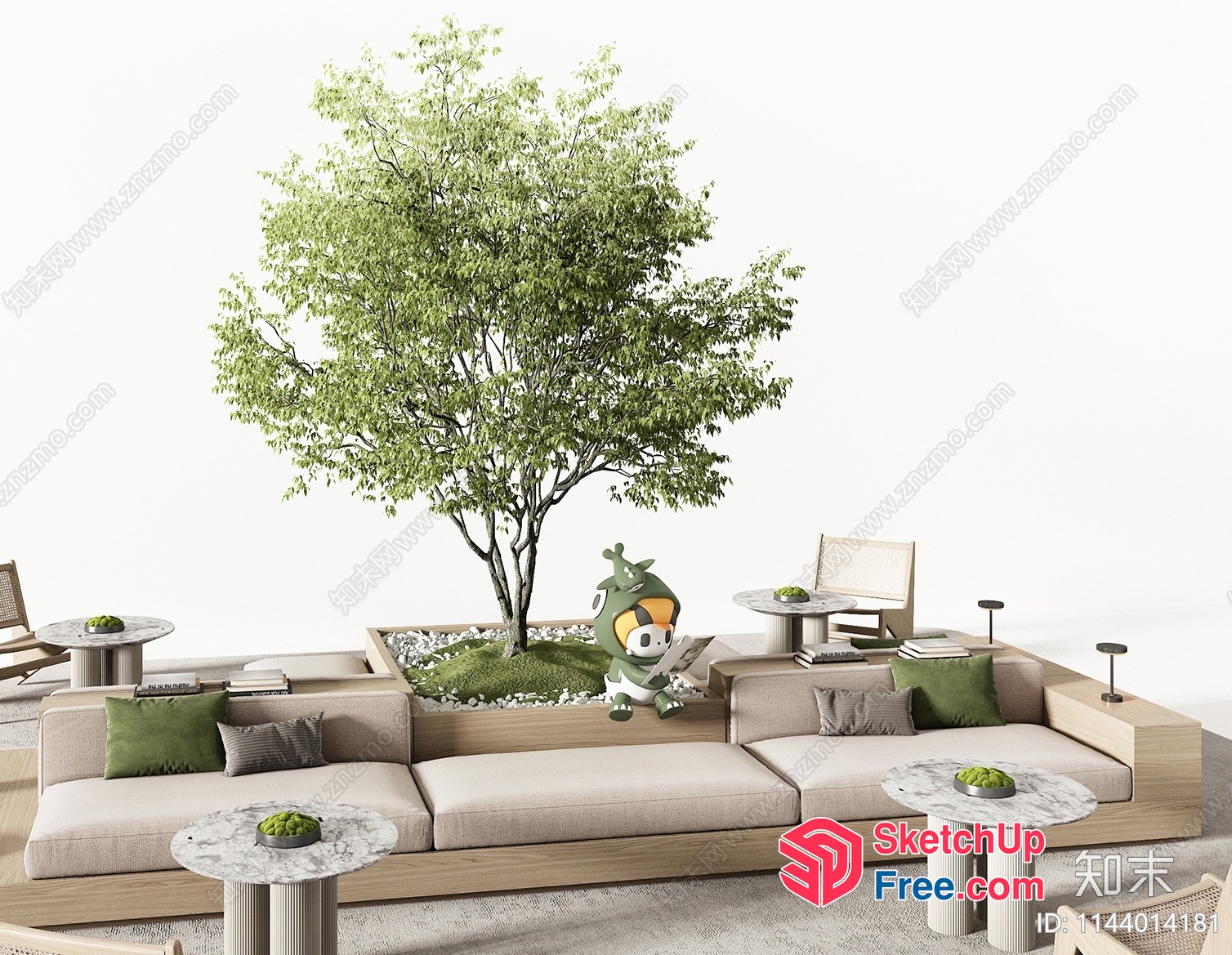 Cozy Modern Living Room With Natural Elements 3D SketchUp File