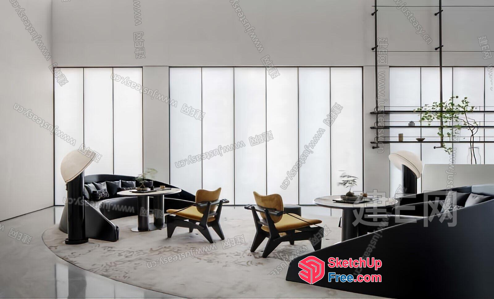 Modern Minimalist Living Room With Sleek Furniture And Natural Light 3D SketchUp File