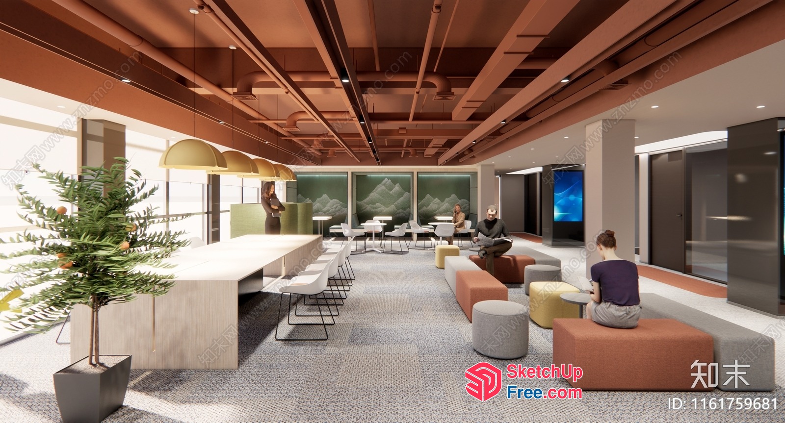 Modern Office Space With Elegant Decor And Comfortable Seating 3D SketchUp File