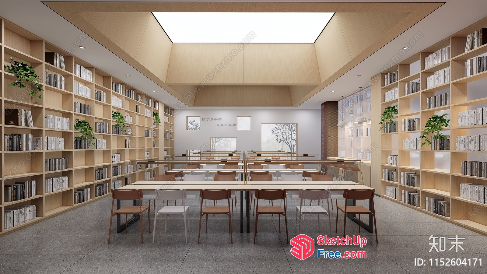 Modern Minimalist Library Interior 3D SketchUp File