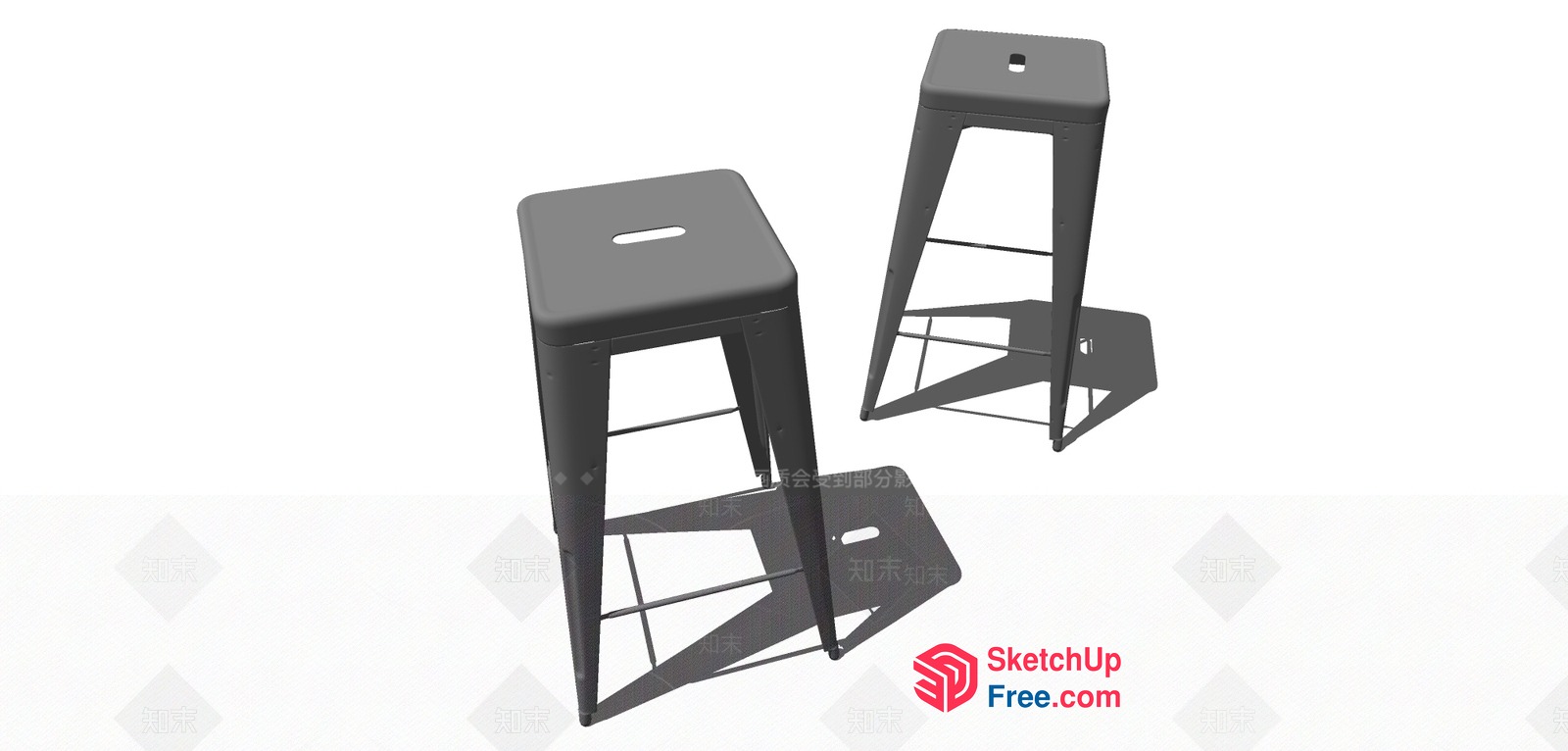 Modern Black Metal Bar Stools 3D SketchUp File
