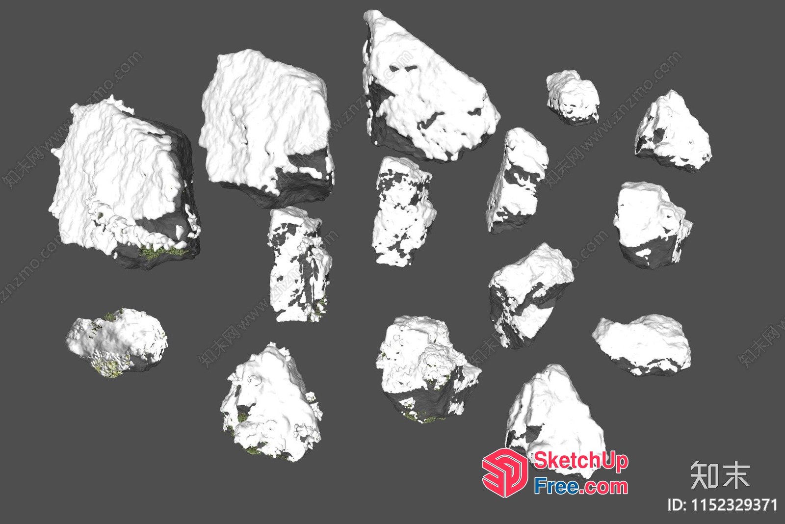 3D Rendered White Rock Clusters 3D SketchUp File