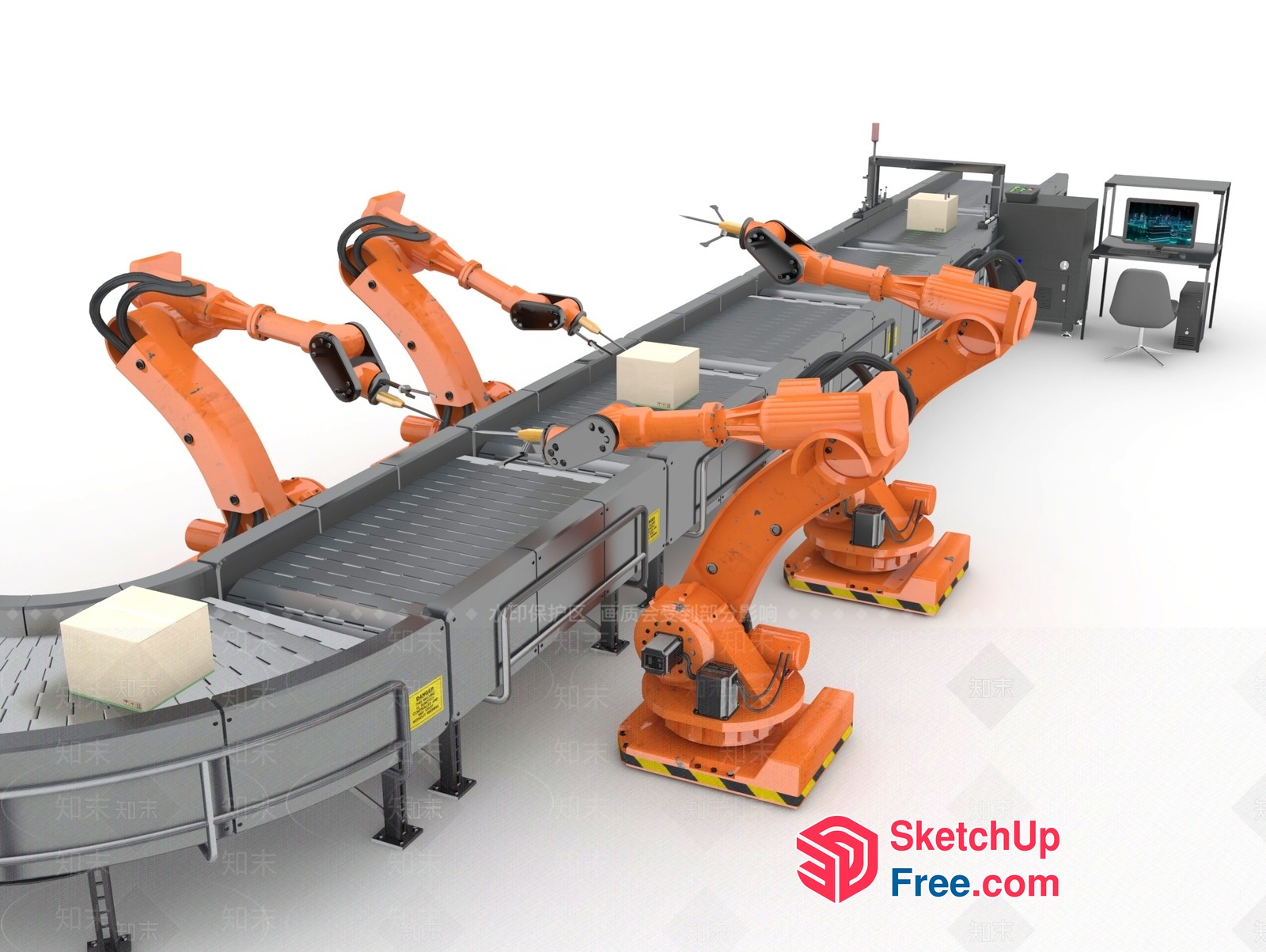 Industrial Robotic Conveyer System 3D SketchUp File