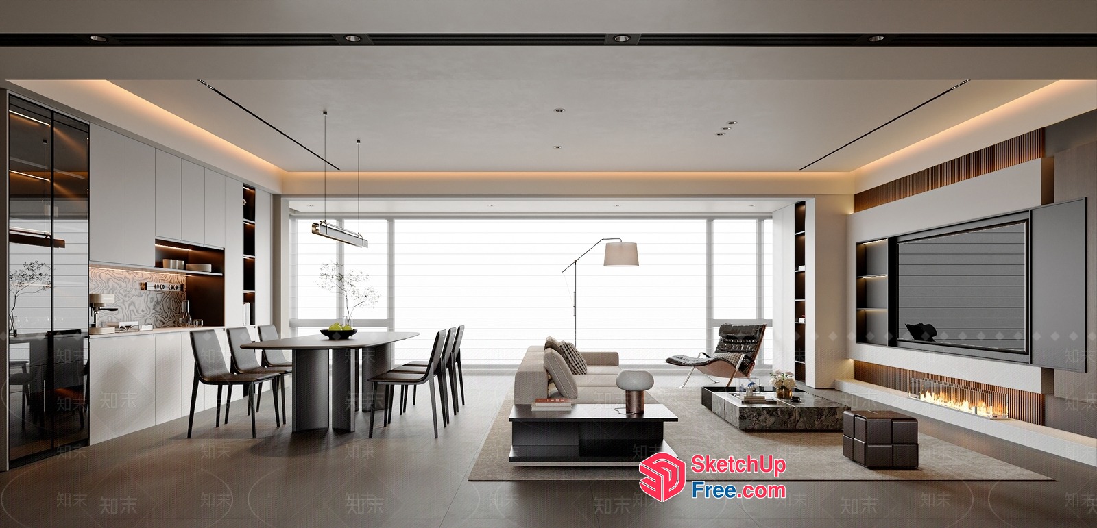 Modern Minimalist Living Room With Sleek Furniture 3D SketchUp File