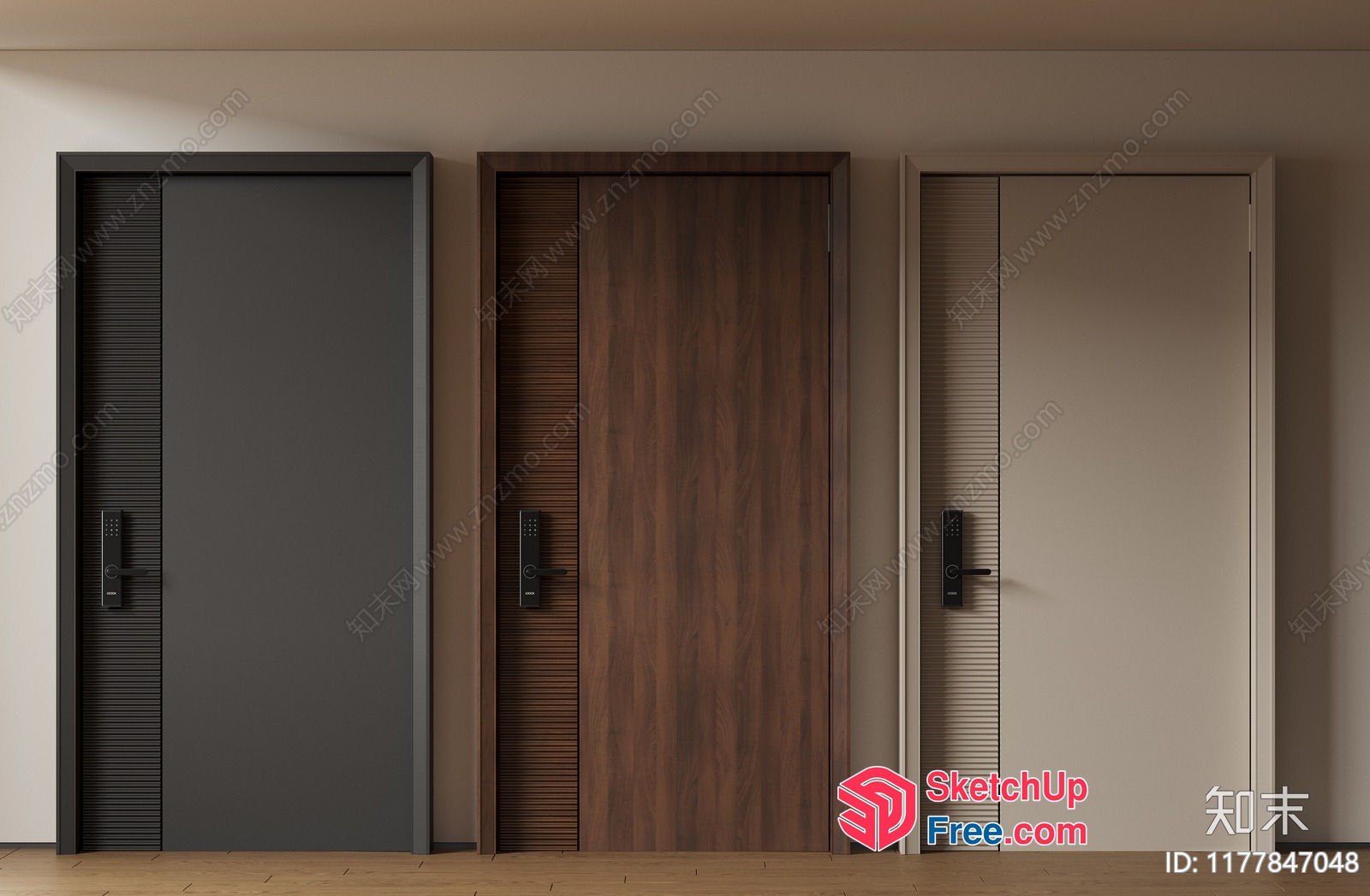 Modern Doors With Digital Locks 3D SketchUp File
