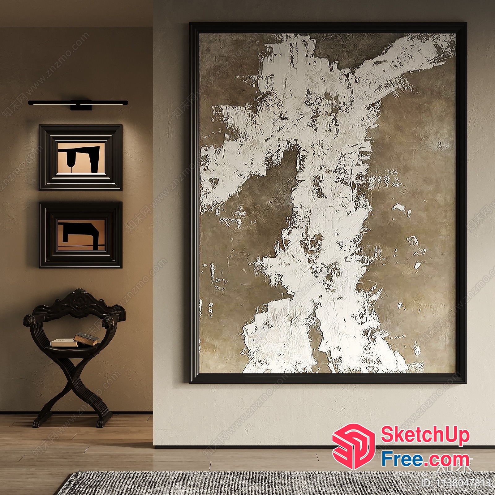 Minimalist Style Brown And White Abstract Artwork 3D SketchUp File