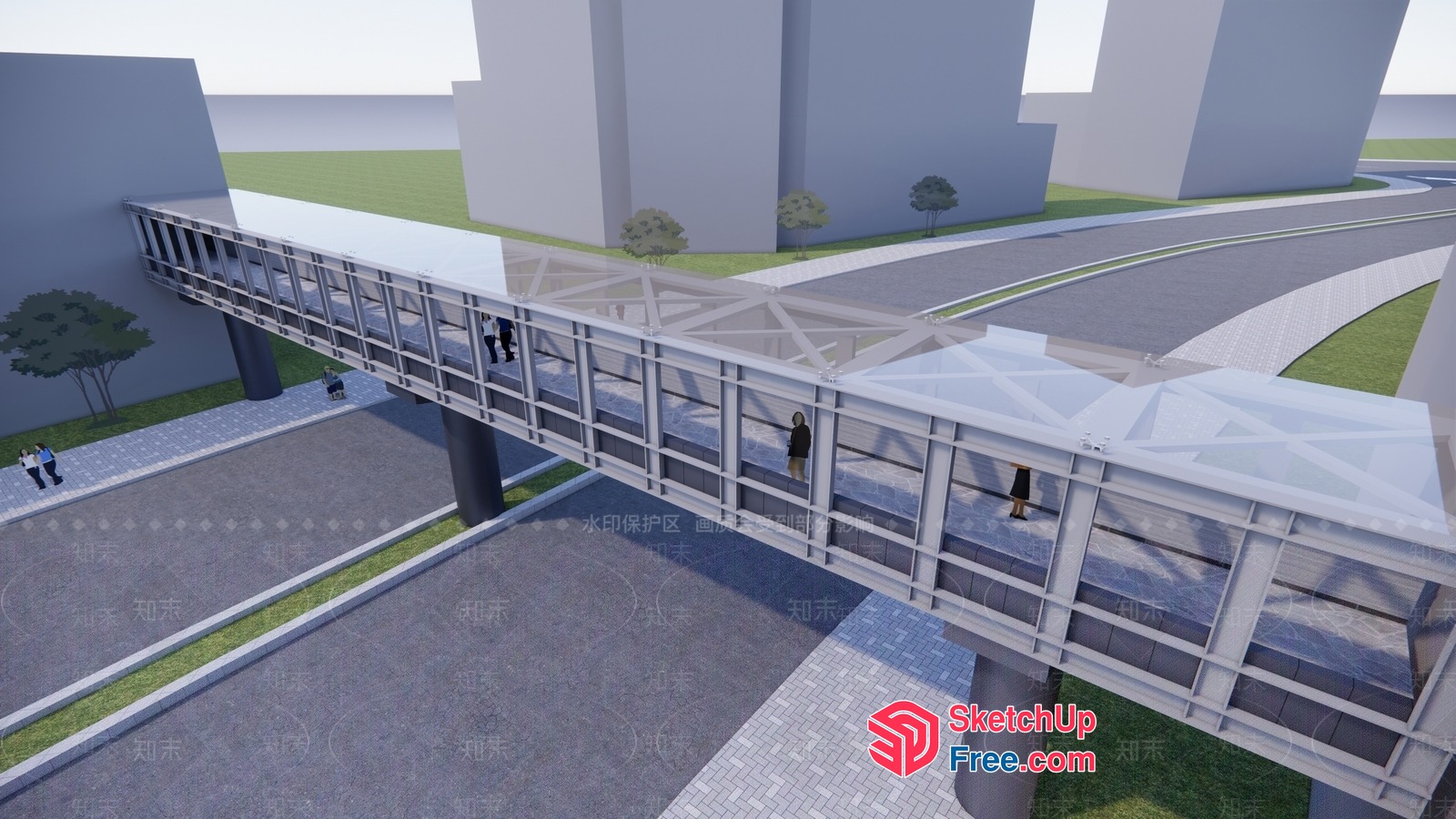 Pedestrian Bridge Exterior 3D SketchUp File