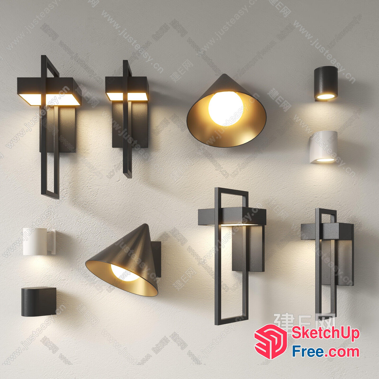 Modern Black And White Wall Light Fixtures 3D SketchUp File