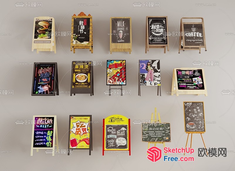 Decorative Miniature Chalkboard Signs 3D SketchUp File