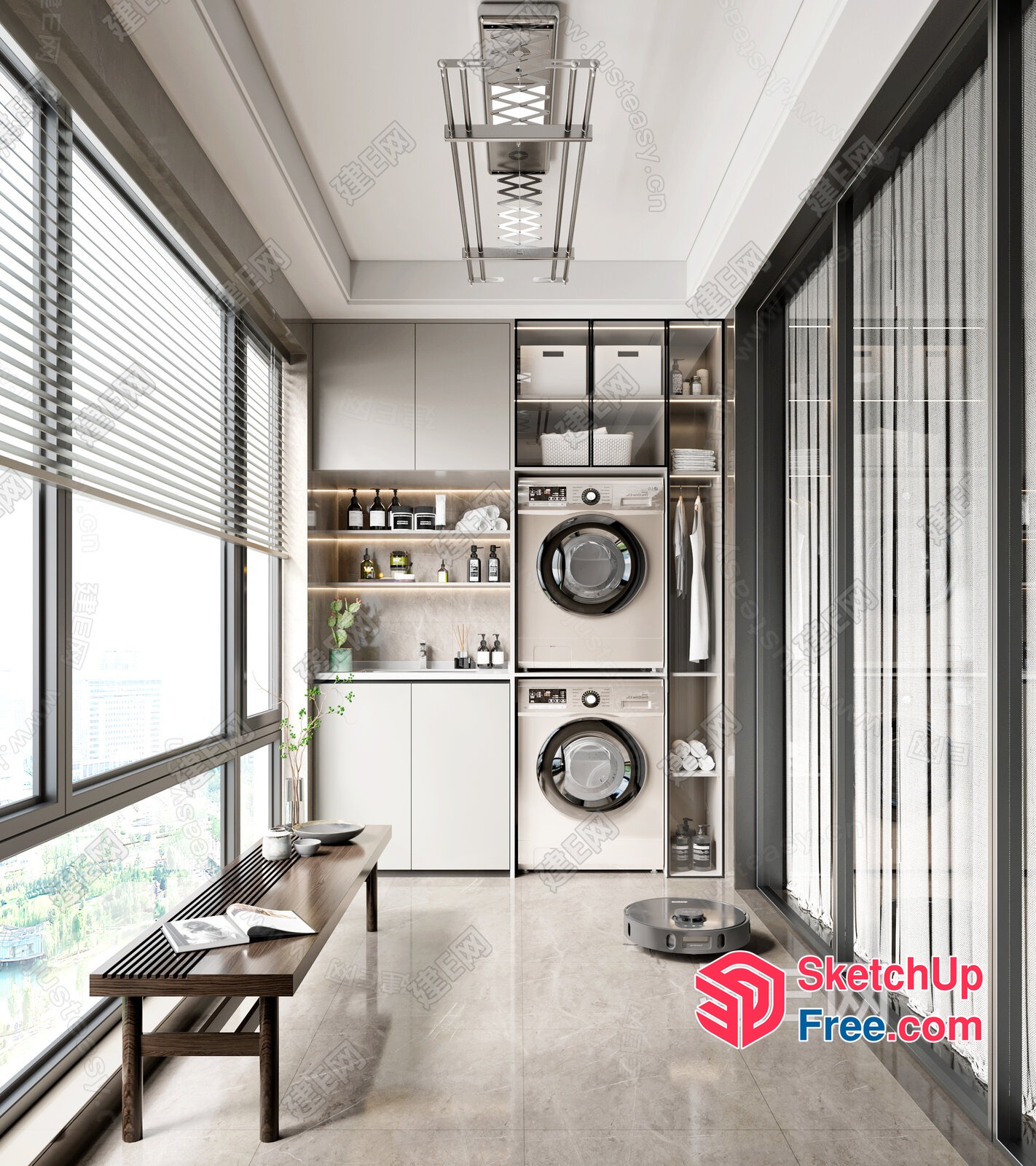 Sleek And Modern Laundry Room 3D SketchUp File