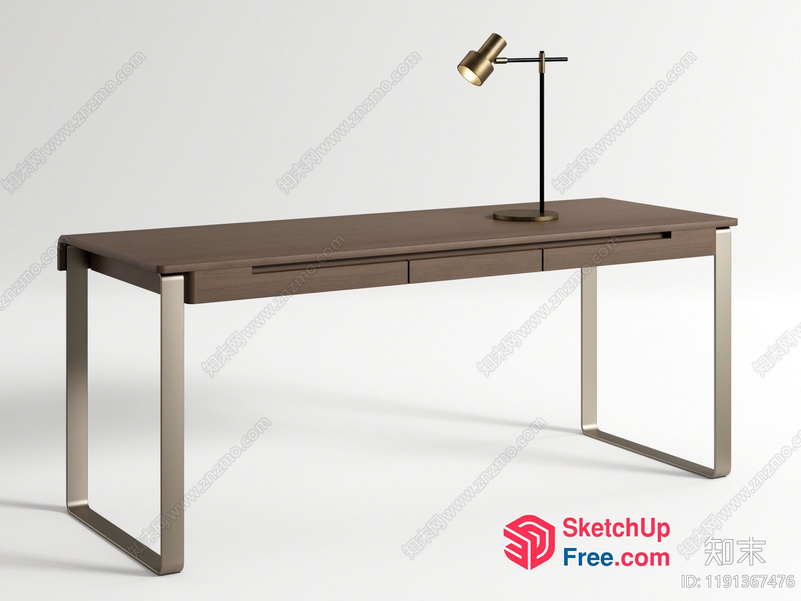 Modern Office Desk With Lamp 3D SketchUp File