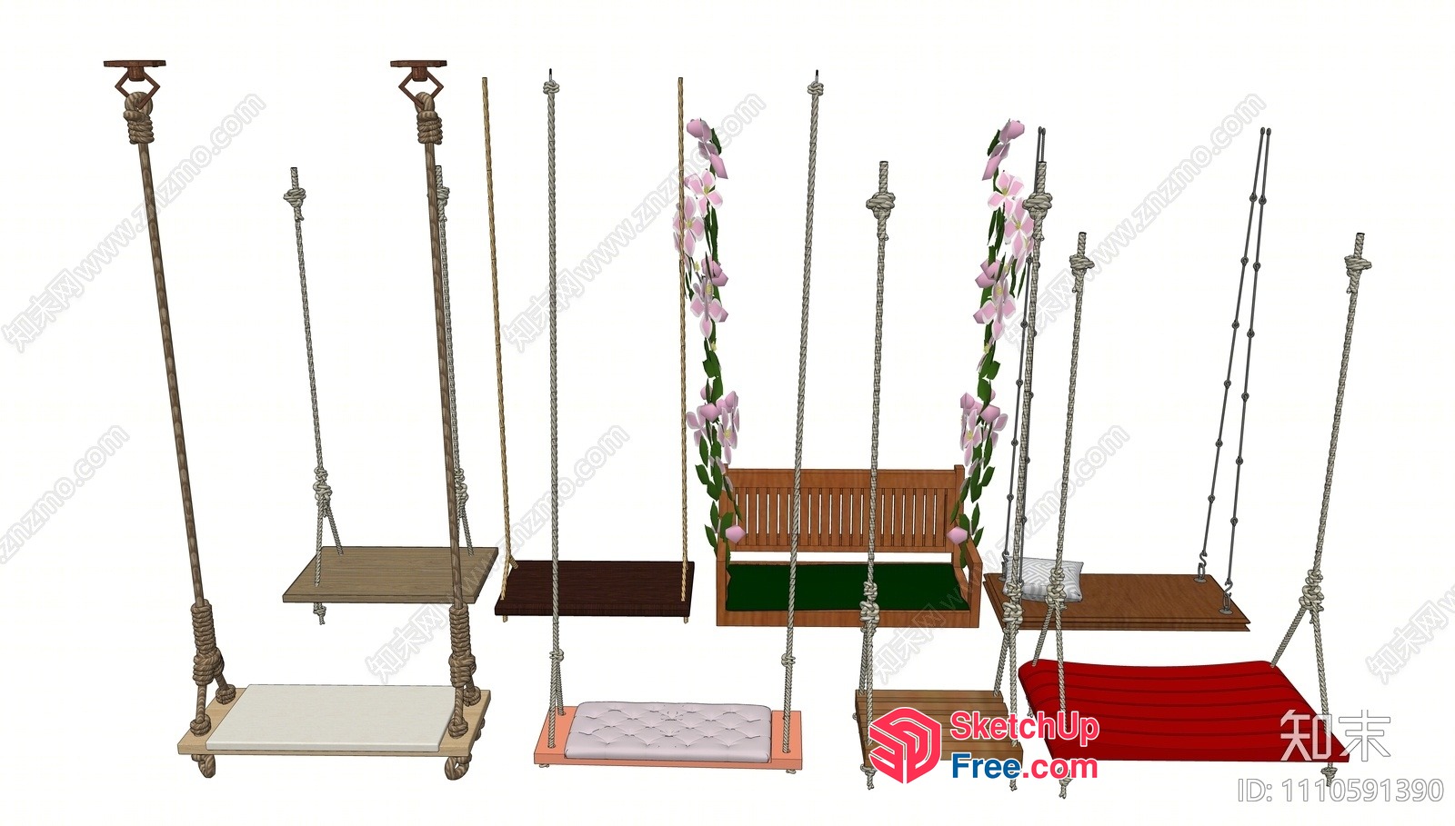 Elegant Wooden And Floral Swing Collection 3D SketchUp File