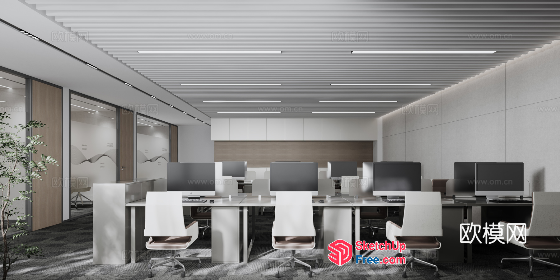 Modern Minimalist Office Space With Clean Lines And Natural Light 3D SketchUp File