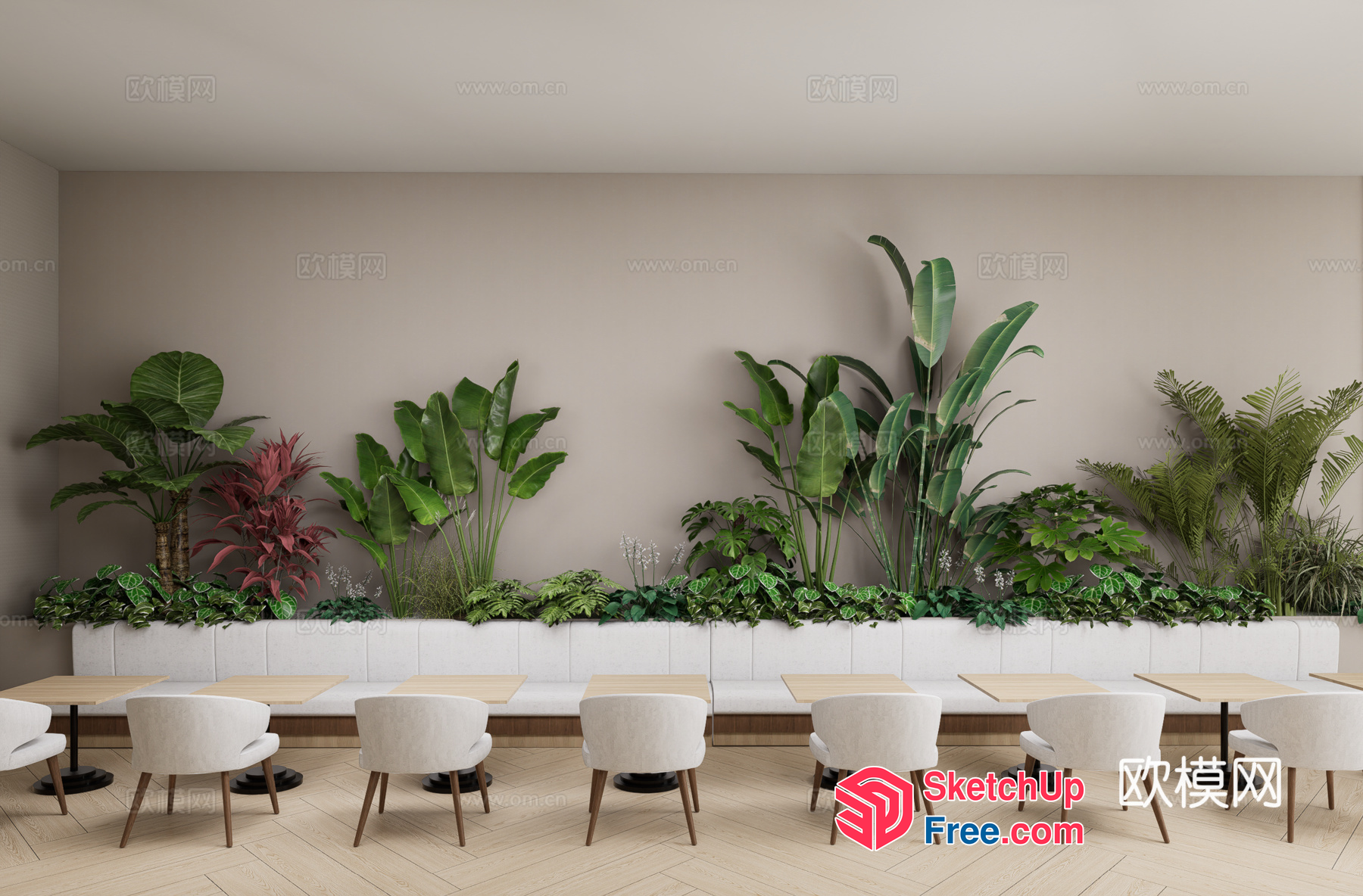 Elegant And Modern Dining Room With Lush Greenery 3D SketchUp File