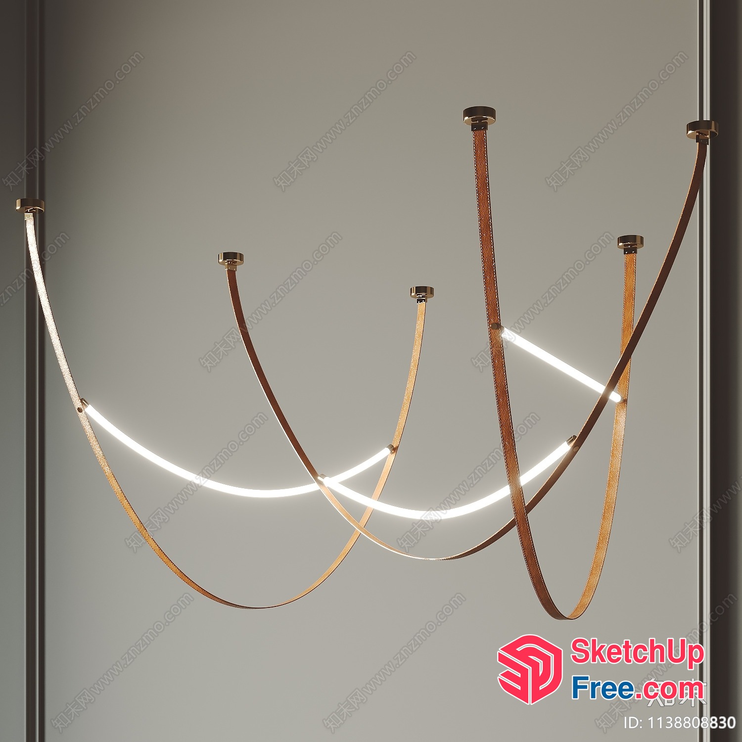 Elegant Led Light Fixture With Curved Neon Lights 3D SketchUp File