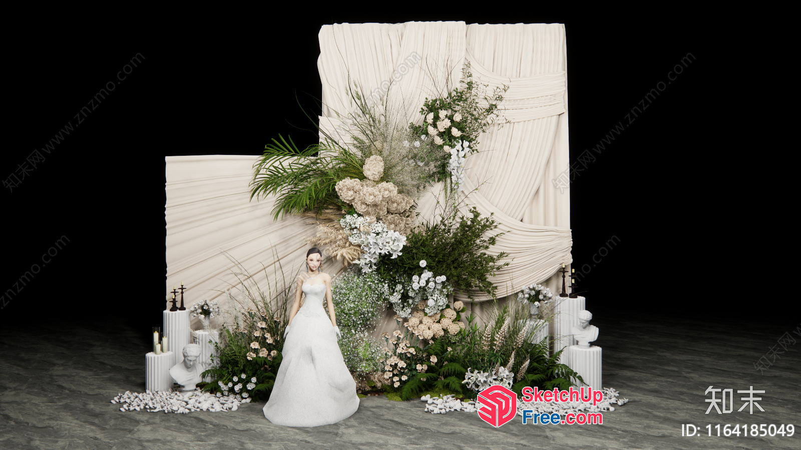 White Floral Wedding Display 3D SketchUp File