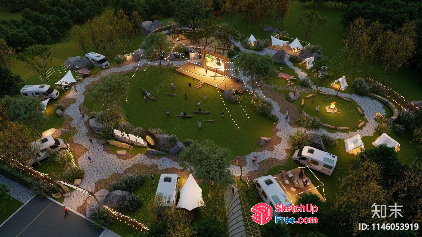 Serene Outdoor Oasis Campground 3D SketchUp File