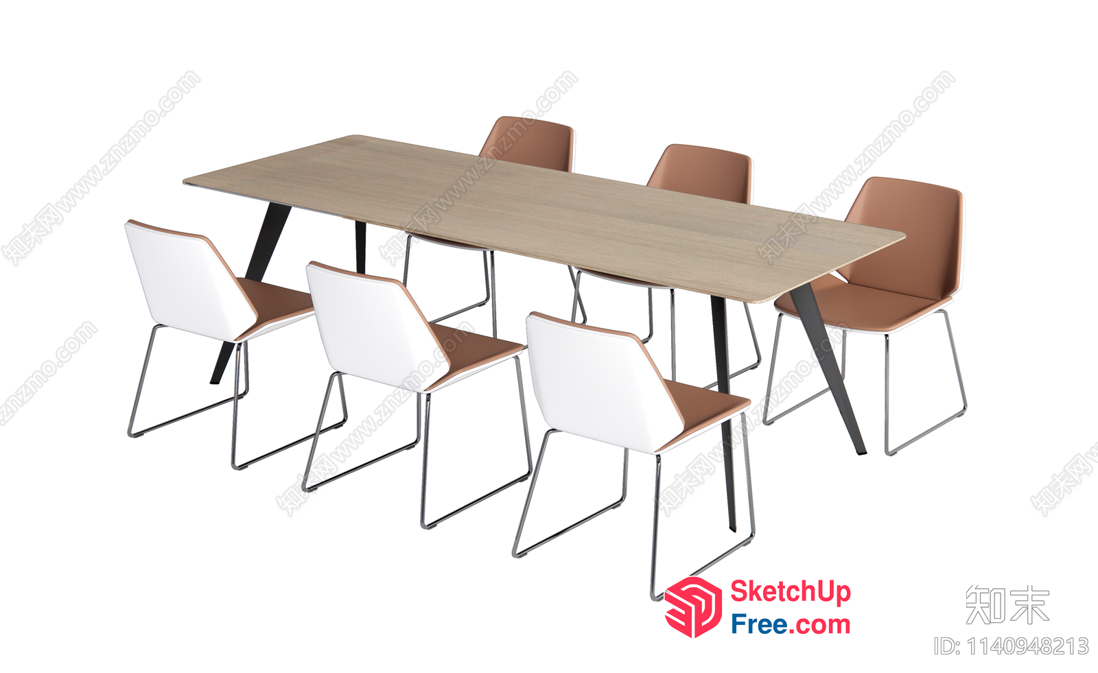 Modern Dining Table And Chairs Set 3D SketchUp File