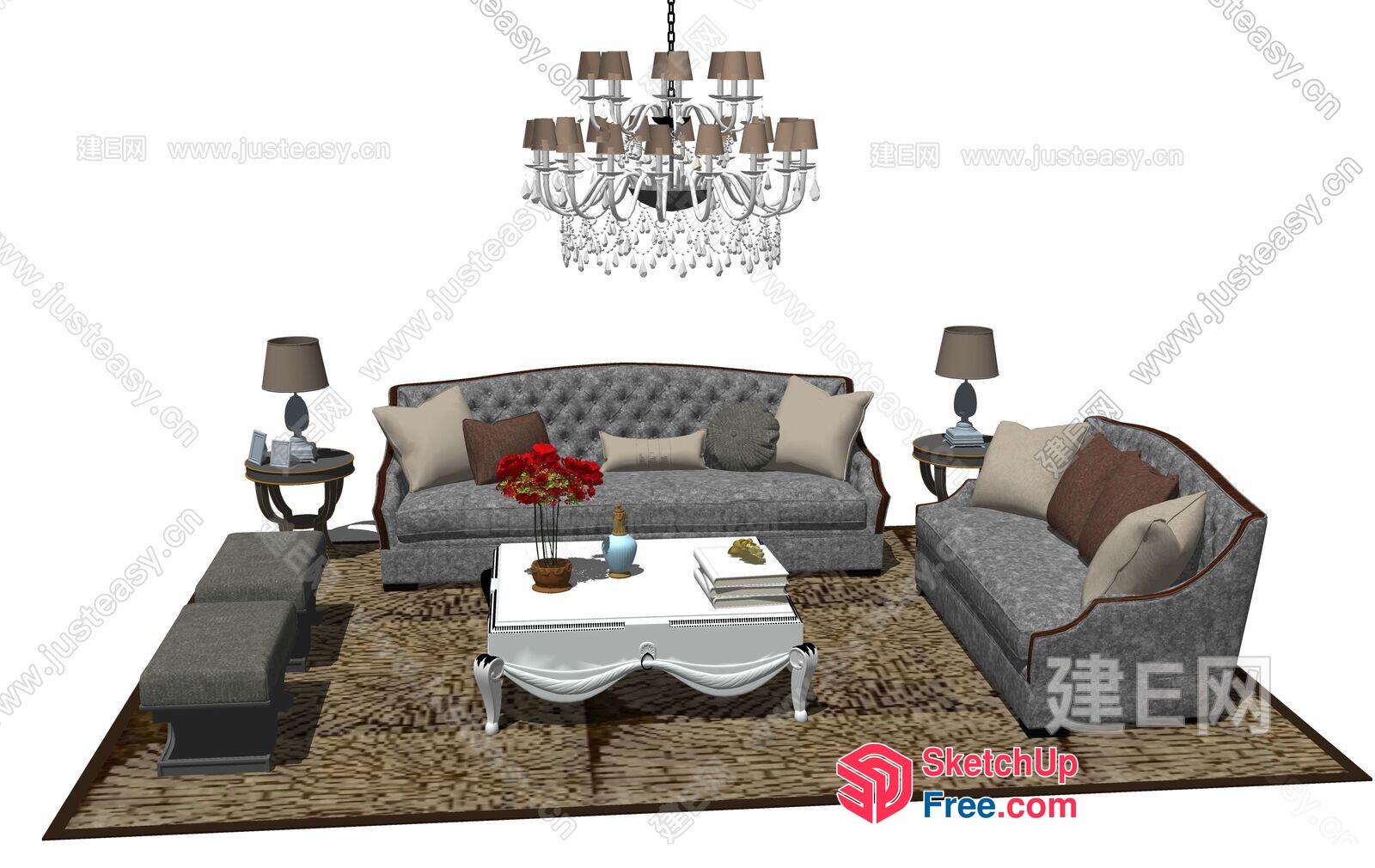 Elegant Living Room Furniture With Modern And Classic Style 3D SketchUp File