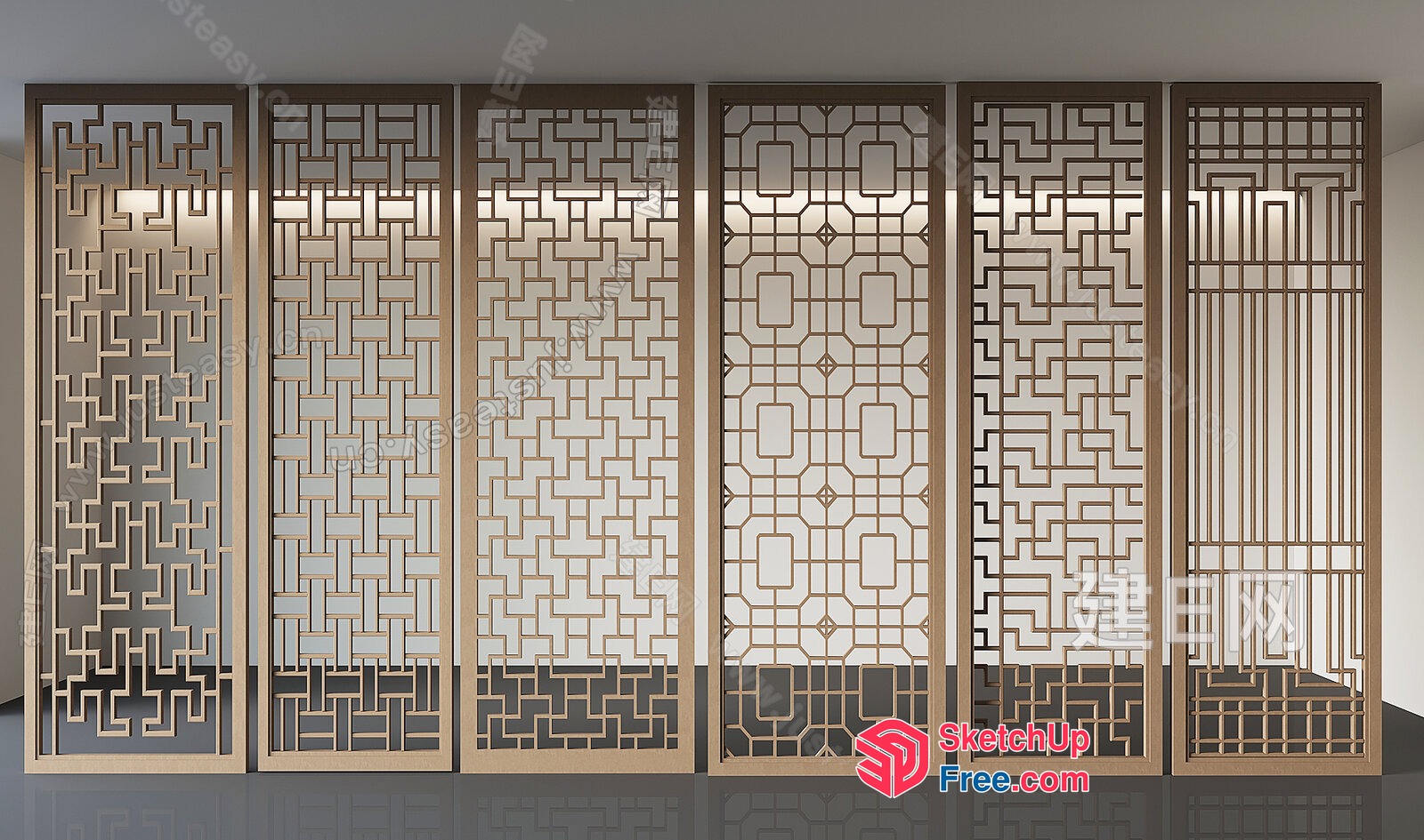 Elegant Partition Screen With Intricate Patterns 3D SketchUp File