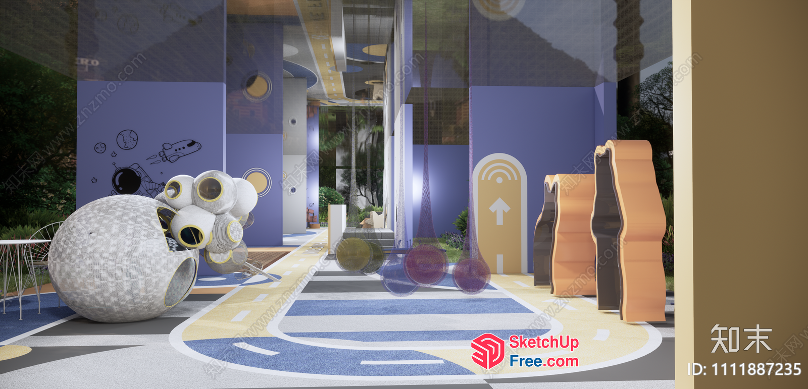 Futuristic Space Capsule Playroom 3D SketchUp File