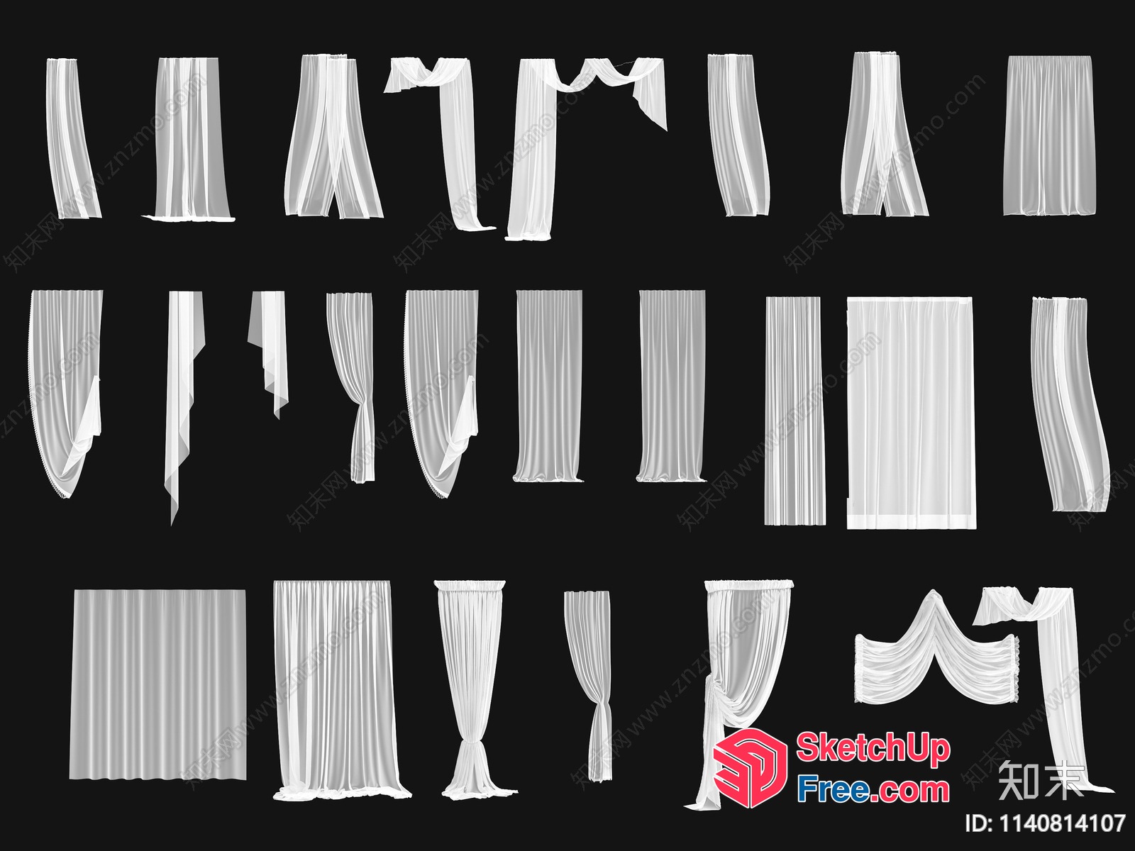 White Curtain Designs Collection 3D SketchUp File