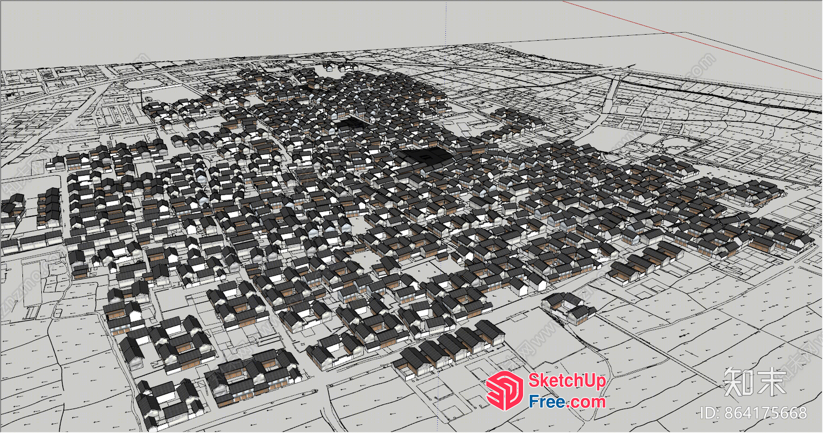 3D Architectural Model Of A Residential Area 3D SketchUp File