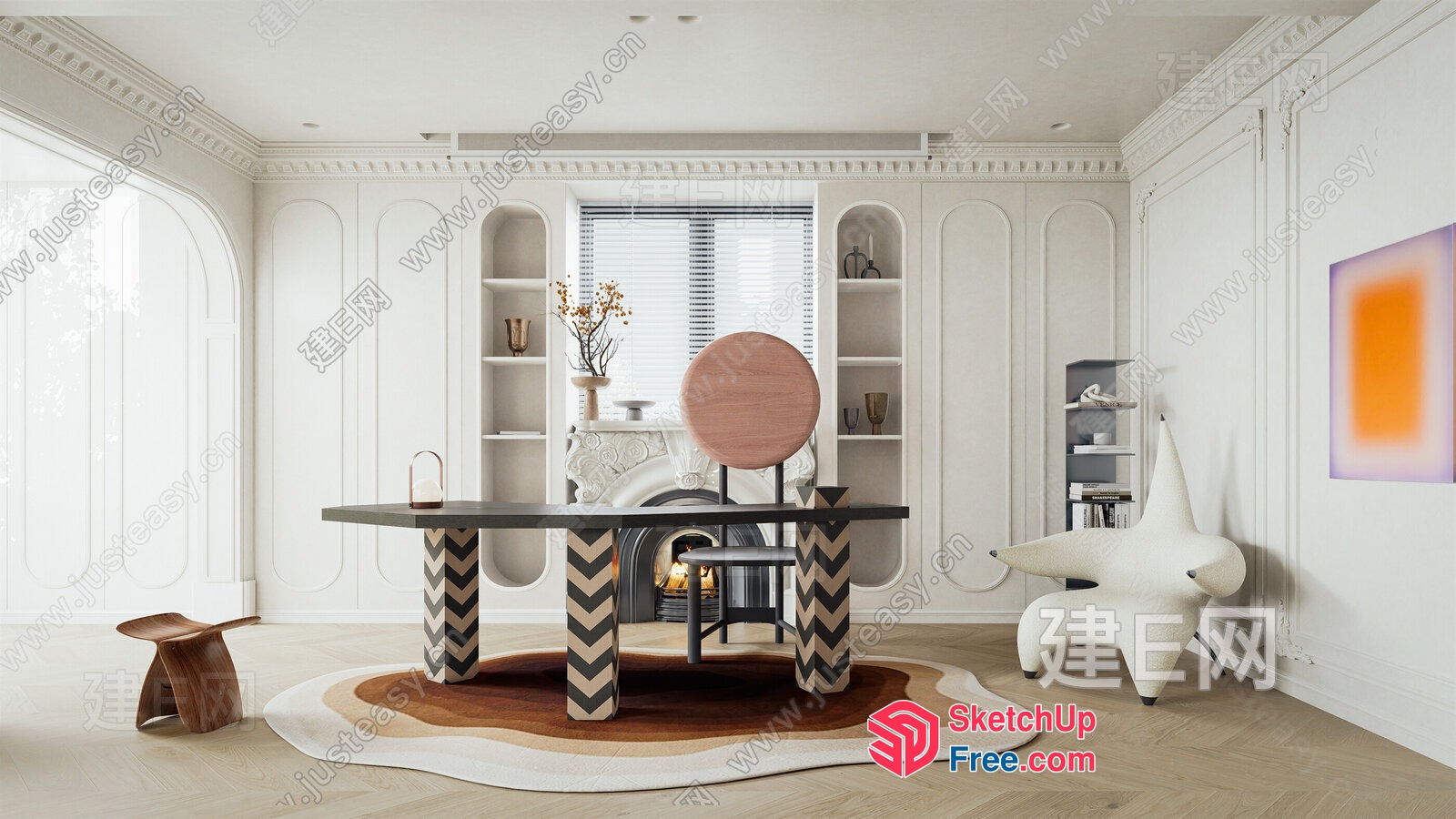 Modern European Style Villa Living Room 3D SketchUp File