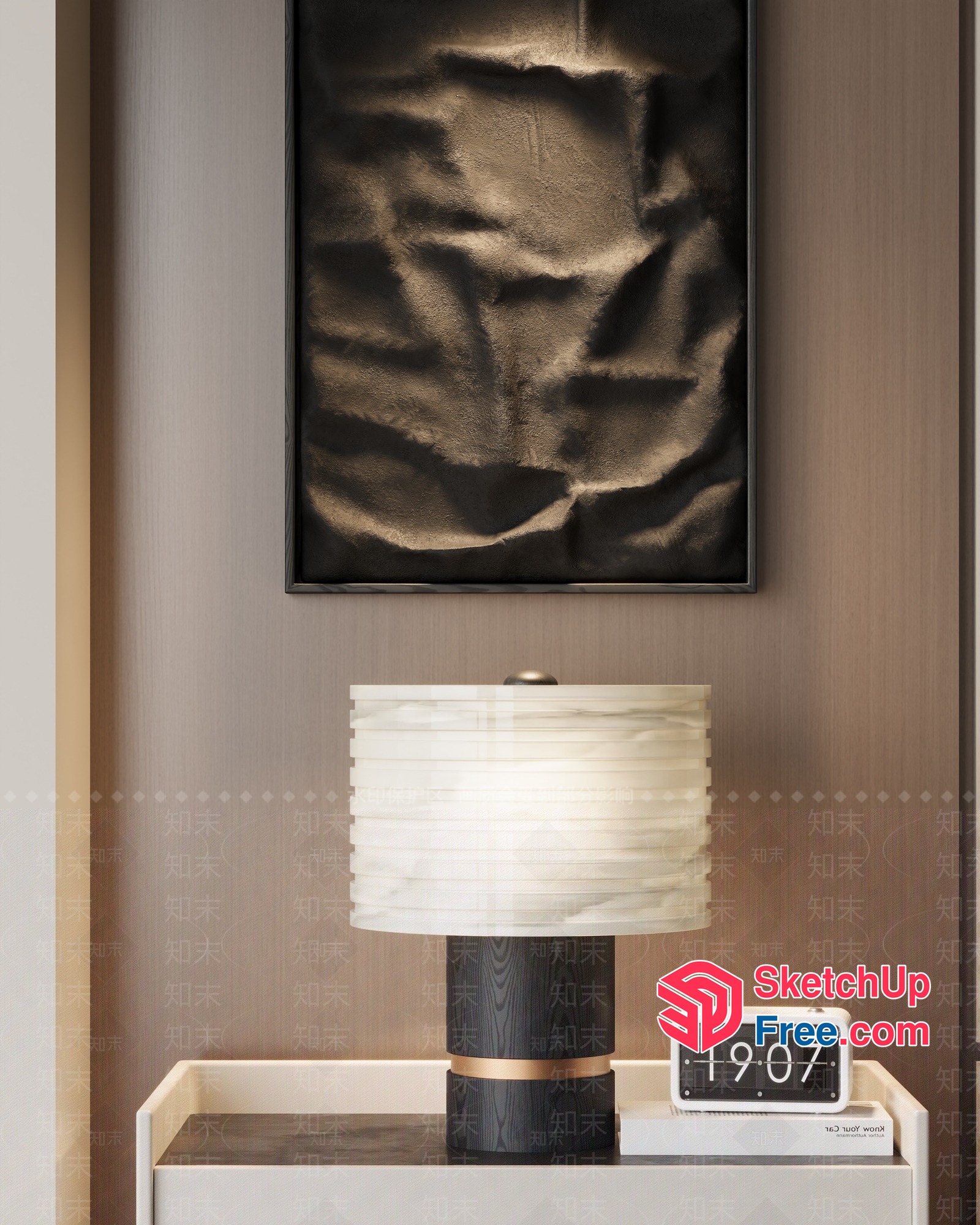 Modern Table Lamp With White Shade And Black Base 3D SketchUp File