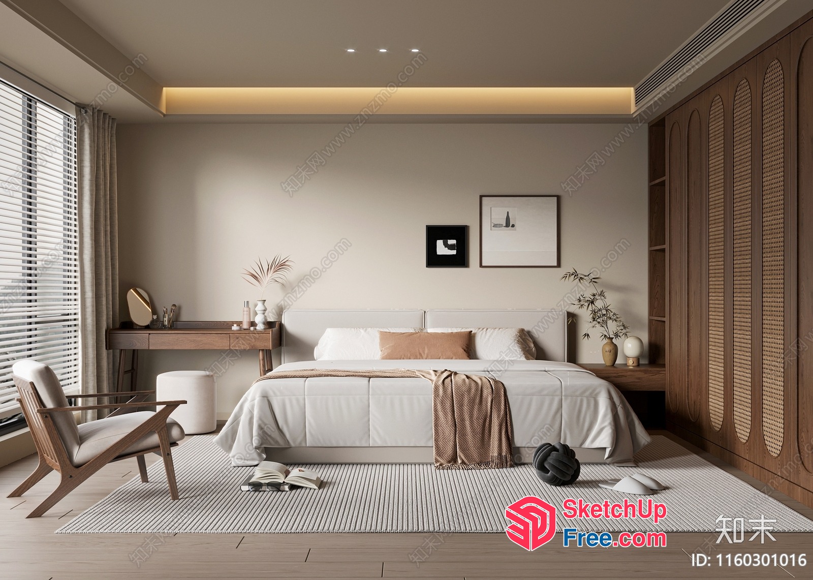 Minimalist Japanese Style Bedroom Interior 3D SketchUp File